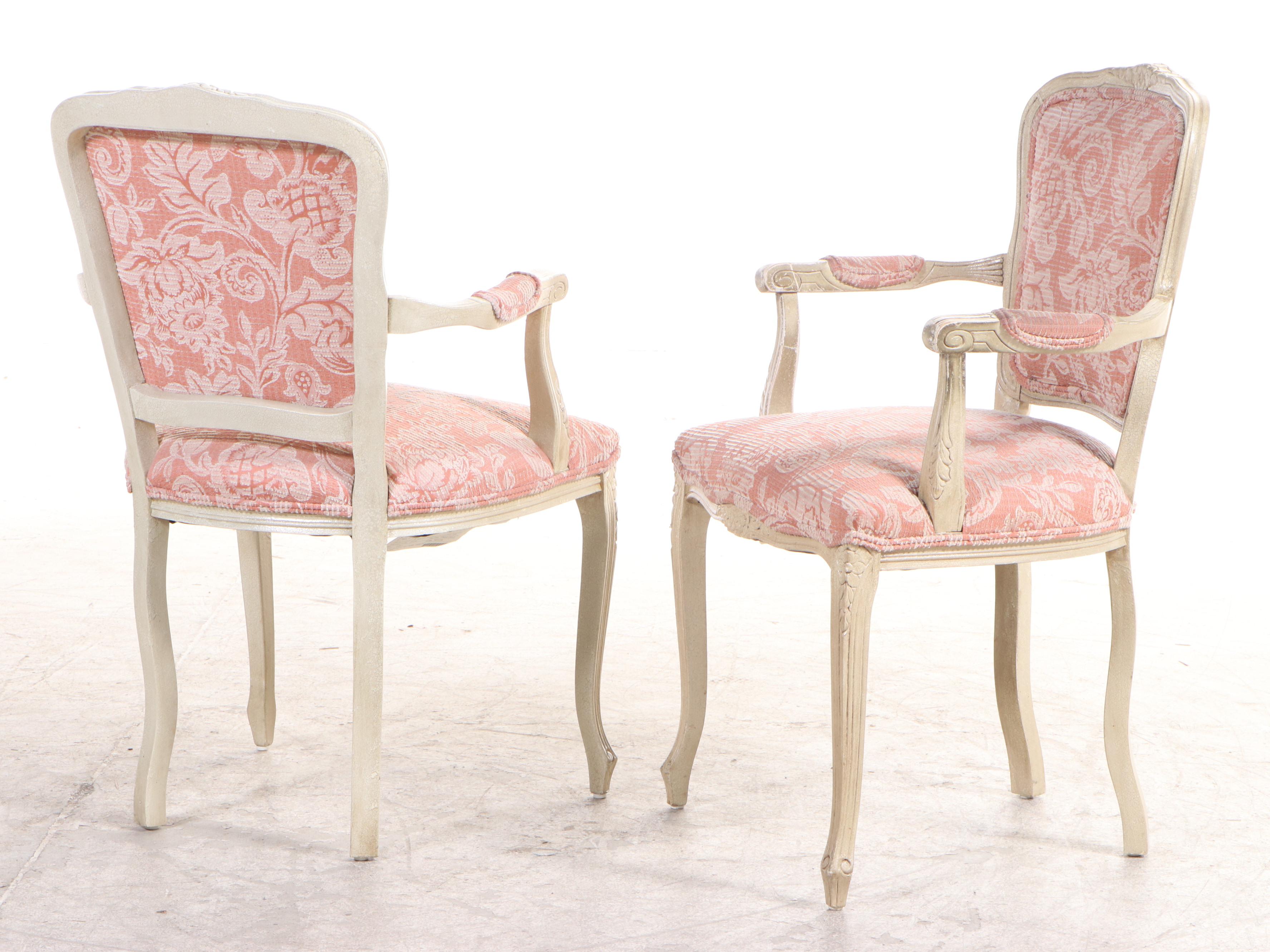 Ten Harris Marcus Furniture Louis XV Style Cream-Painted Dining Chairs