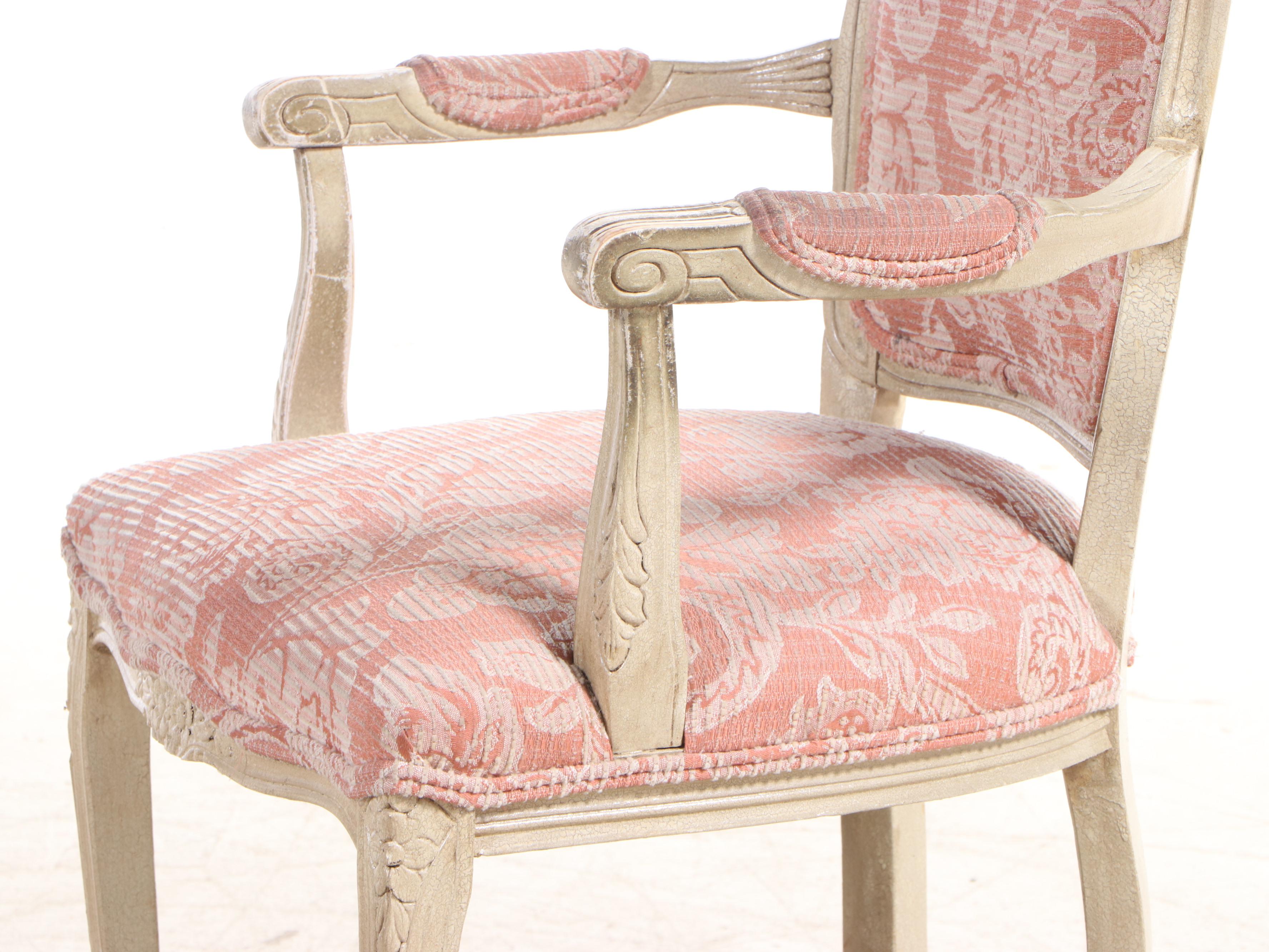 Ten Harris Marcus Furniture Louis XV Style Cream-Painted Dining Chairs