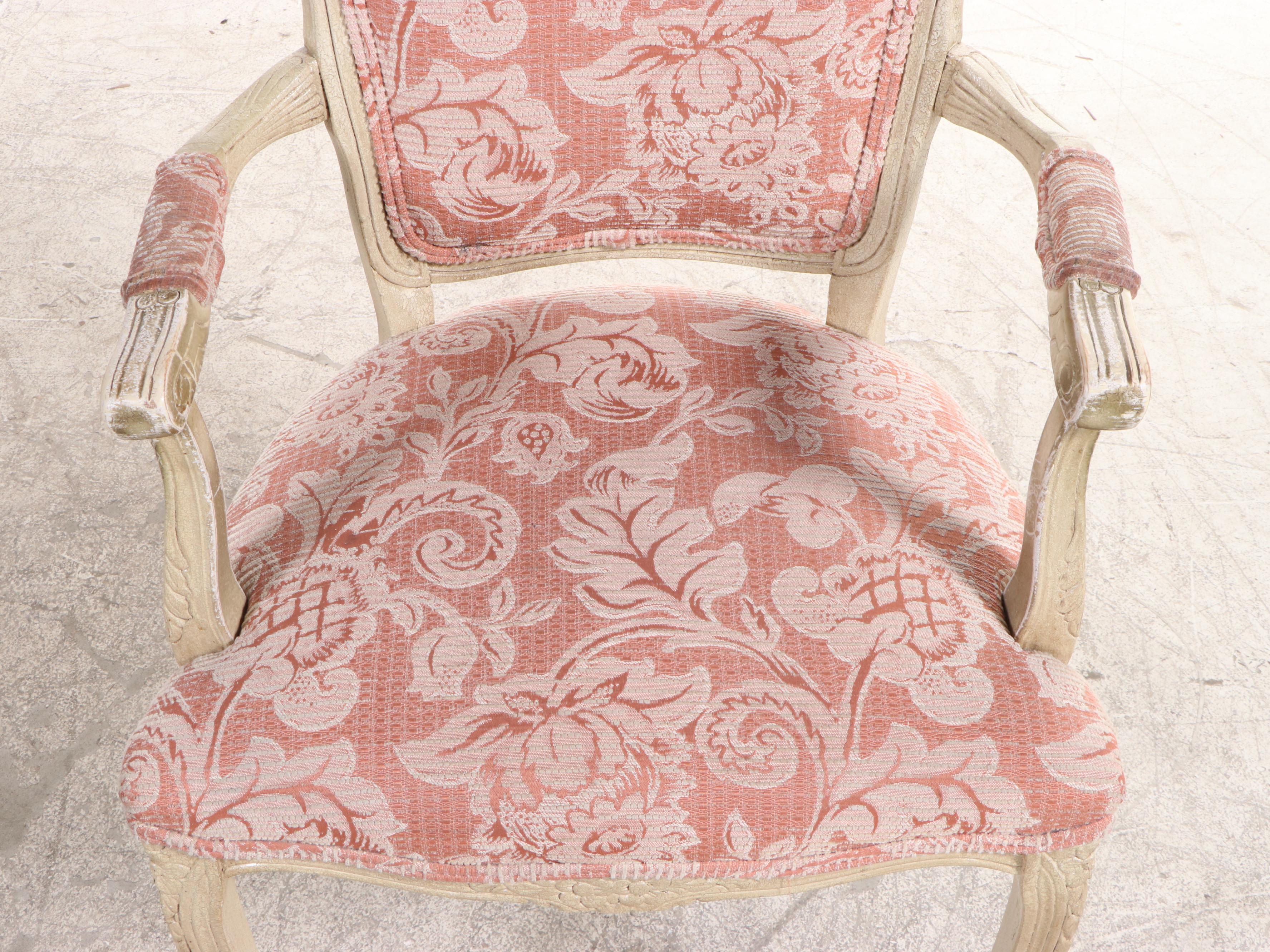 Ten Harris Marcus Furniture Louis XV Style Cream-Painted Dining Chairs