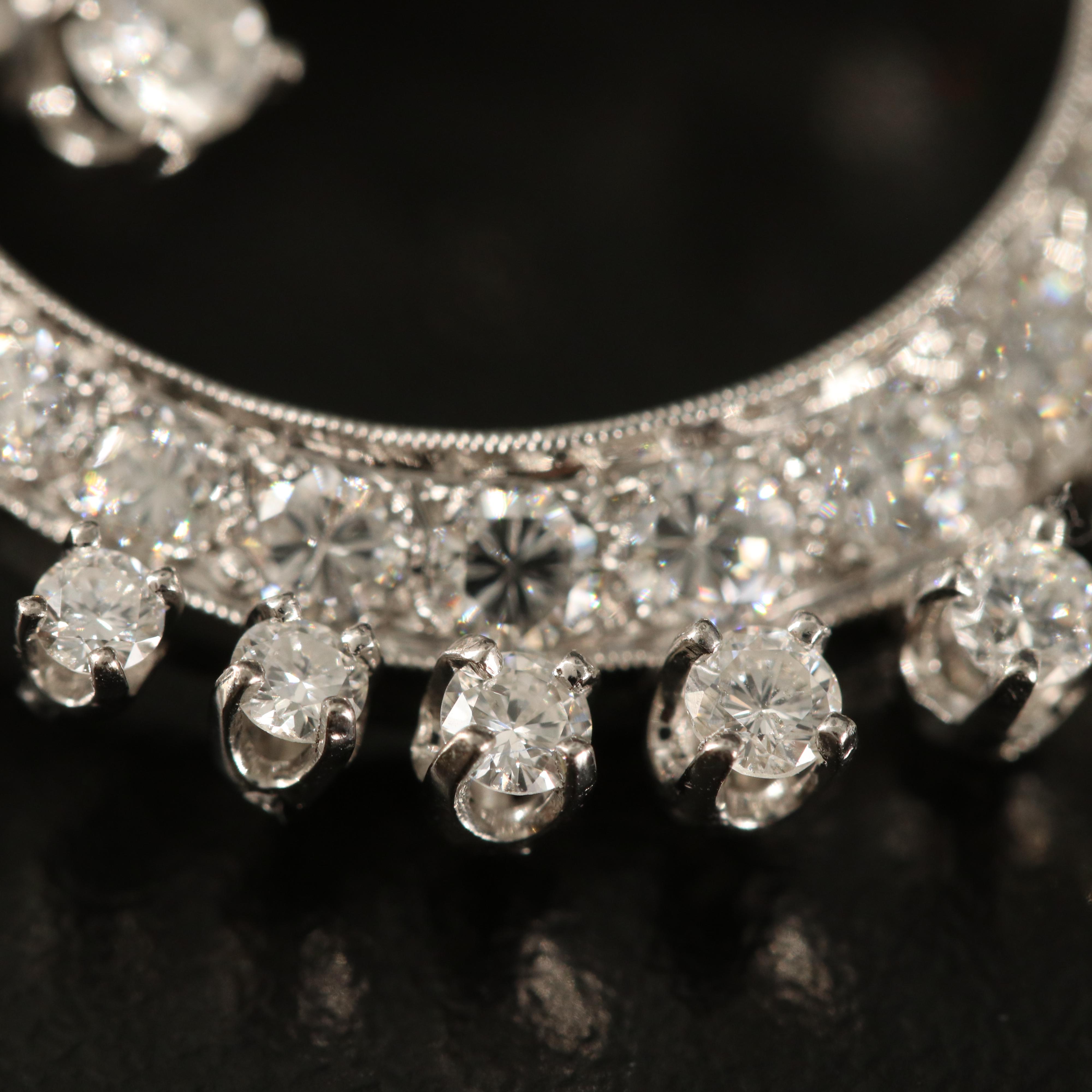 Vintage 14K 3.22 CTW Diamond Bow Circle Brooch