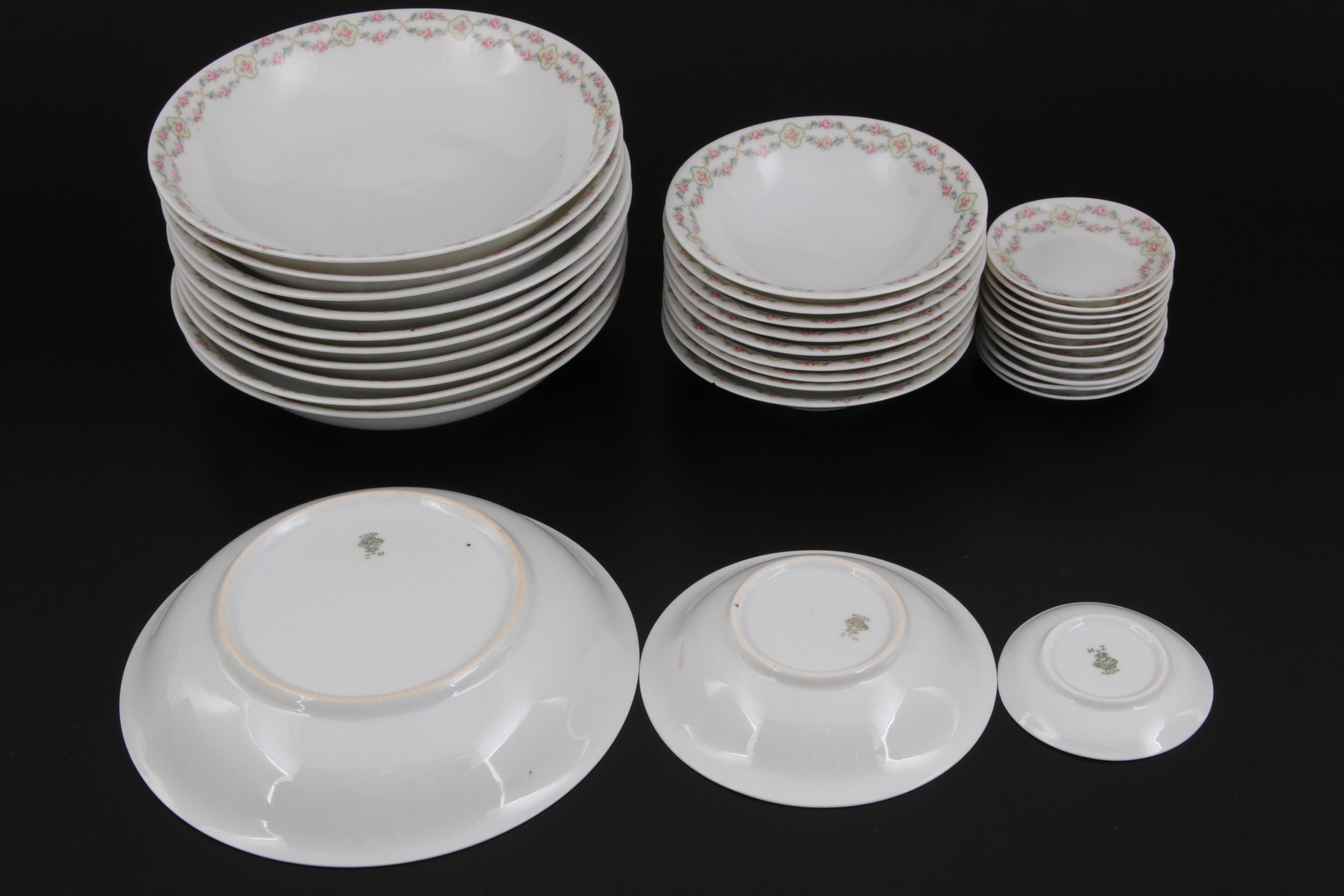 Moritz Zdekauer Rose Porcelain Dinnerware and Serving Pieces