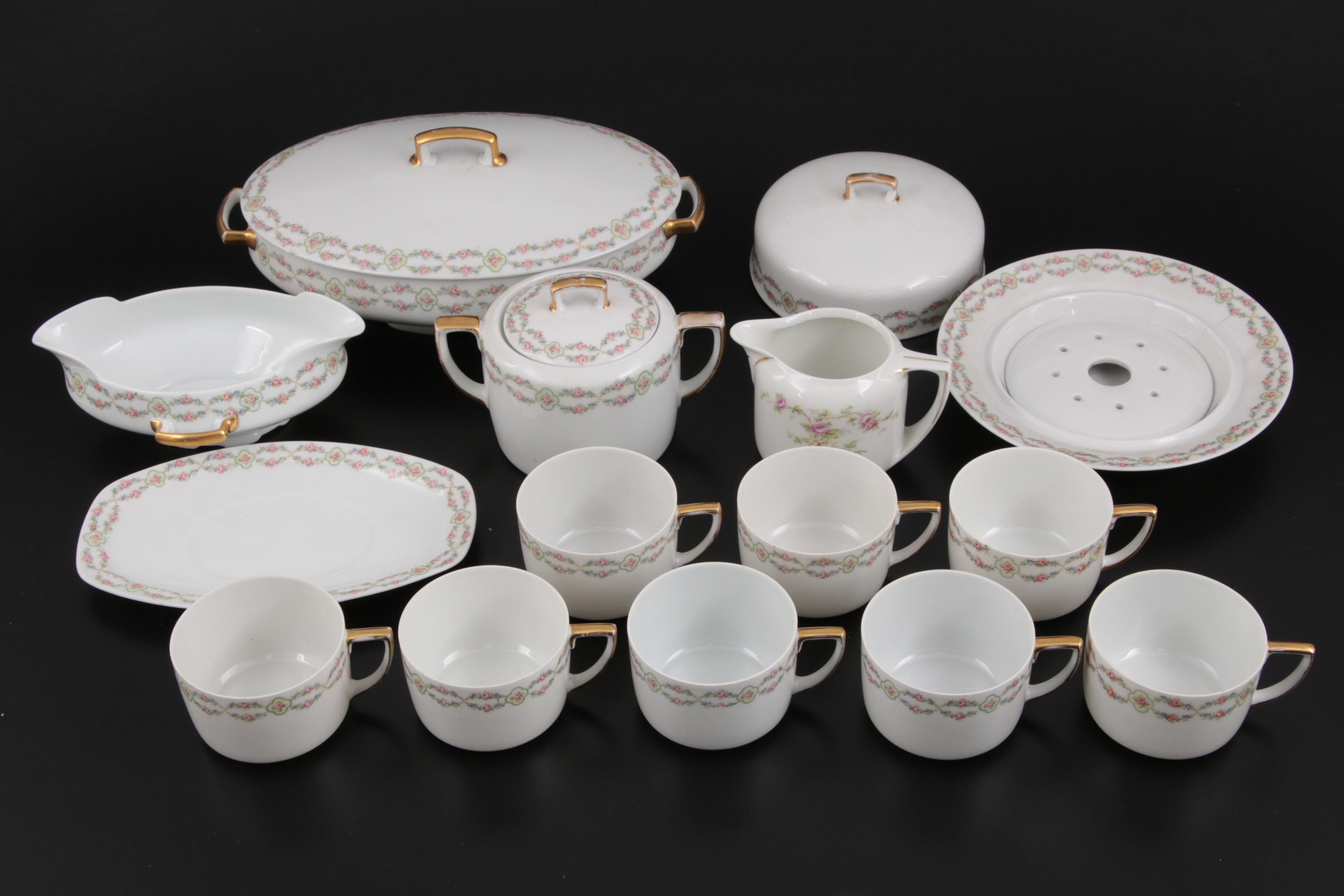 Moritz Zdekauer Rose Porcelain Dinnerware and Serving Pieces