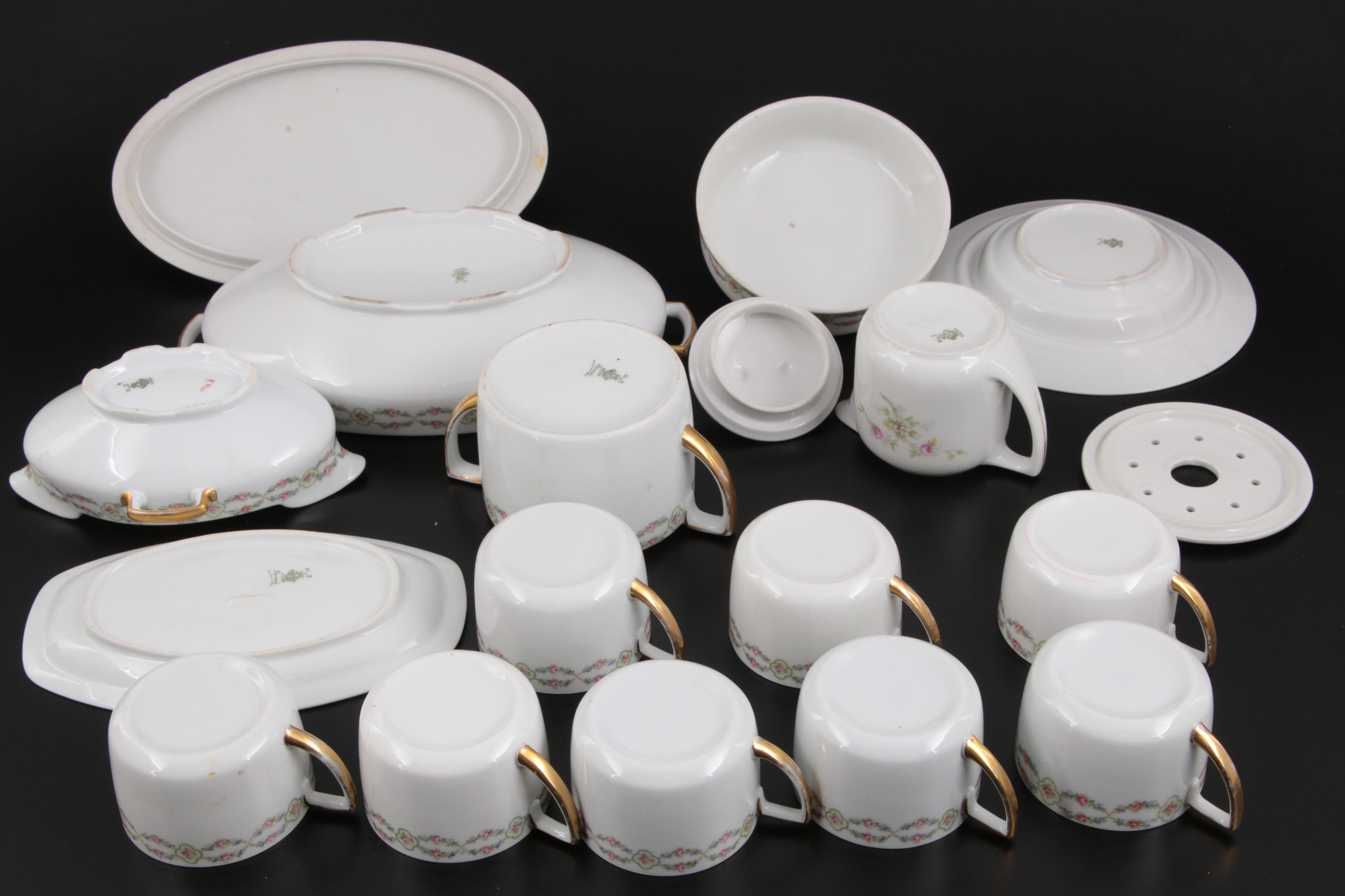 Moritz Zdekauer Rose Porcelain Dinnerware and Serving Pieces