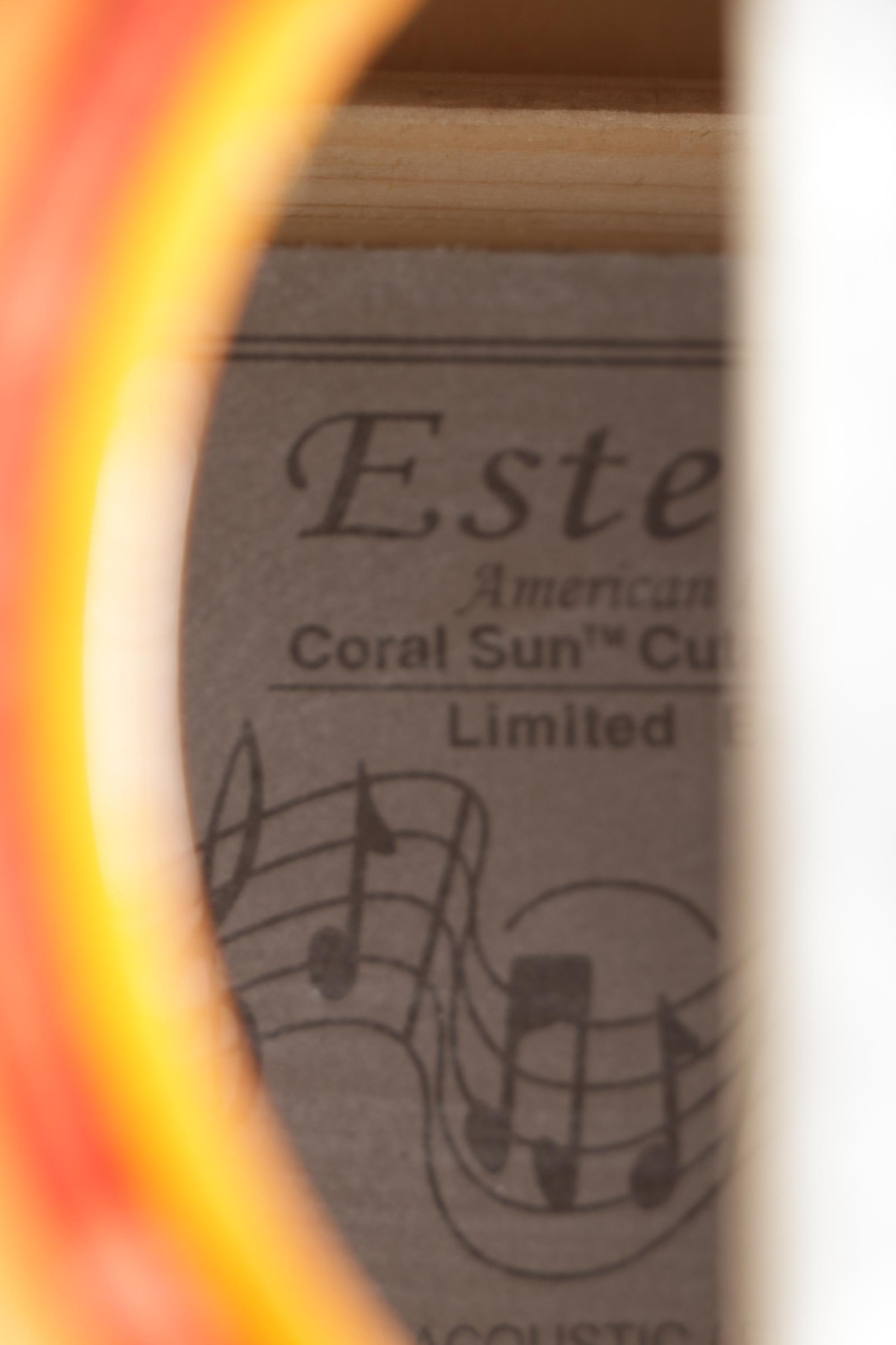 Esteban Limited Edition Coral Sun Steel String Cutaway Guitar With Carrying Case