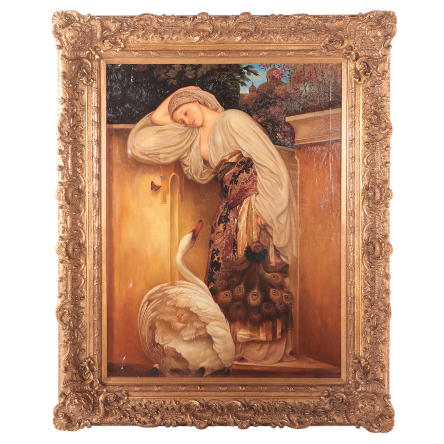 Large-Scale Oil Painting After Lord Frederic Leighton "Odalisque"