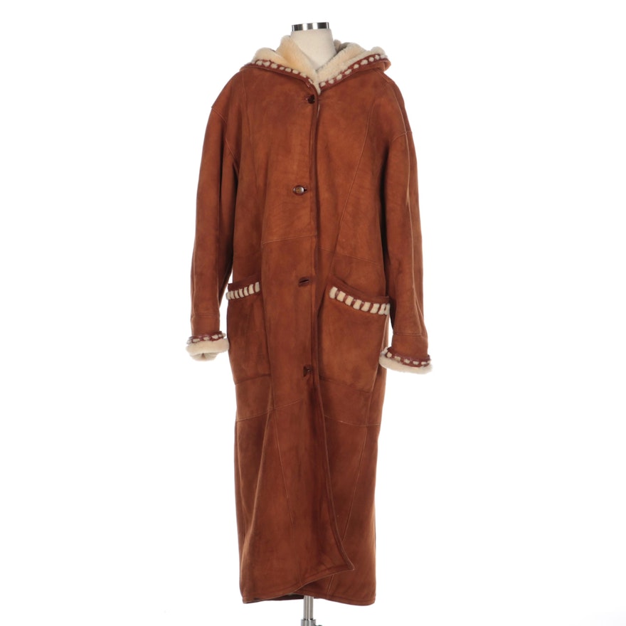 Toppolino Sheepskin Shearling Full-Length Hooded Coat