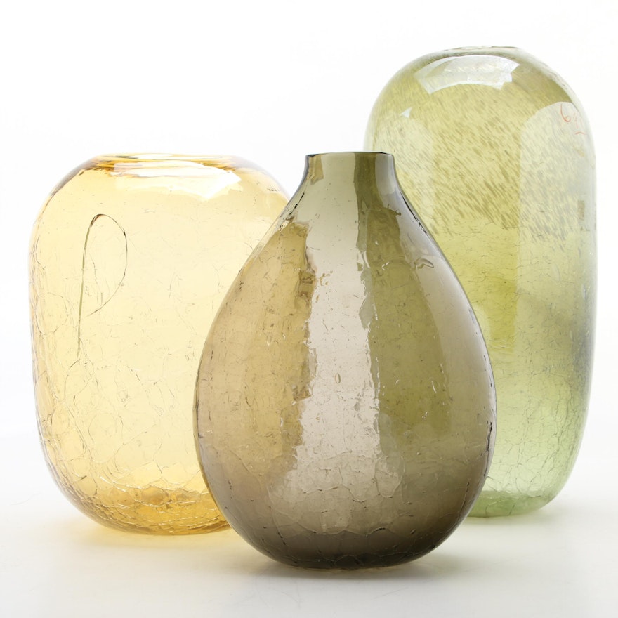 Joseph Abboud and Other Crackle Glass Vases