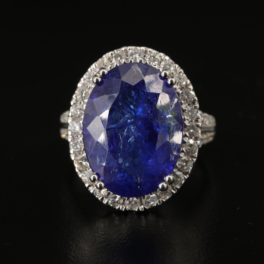 14K 11.49 CT Tanzanite and 1.40 CTW Diamond Ring