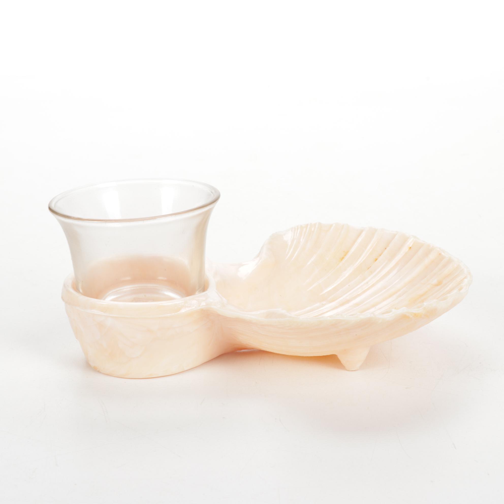 Karoff "Sea Servers" Shell-Shaped Cocktail Dishes With Ceramic Oyster Plates