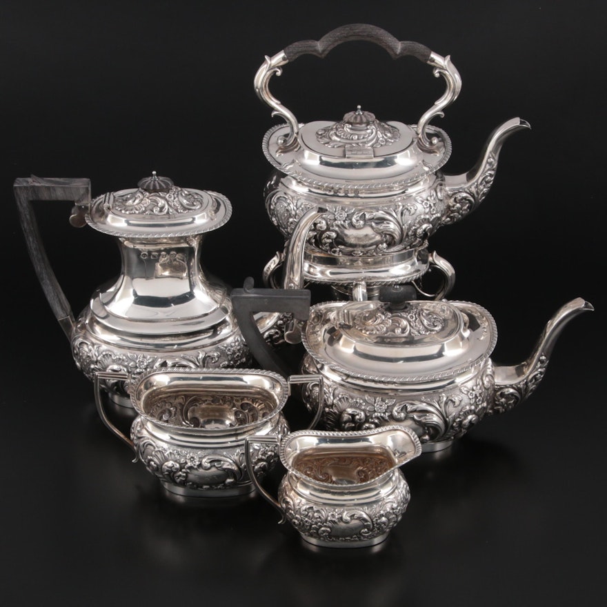 Williams Ltd. Repoussé Sterling Silver Tea and Coffee Service, 1899