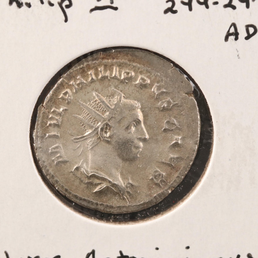 Ancient Philip II Silver Antoninianus, AD 244-247