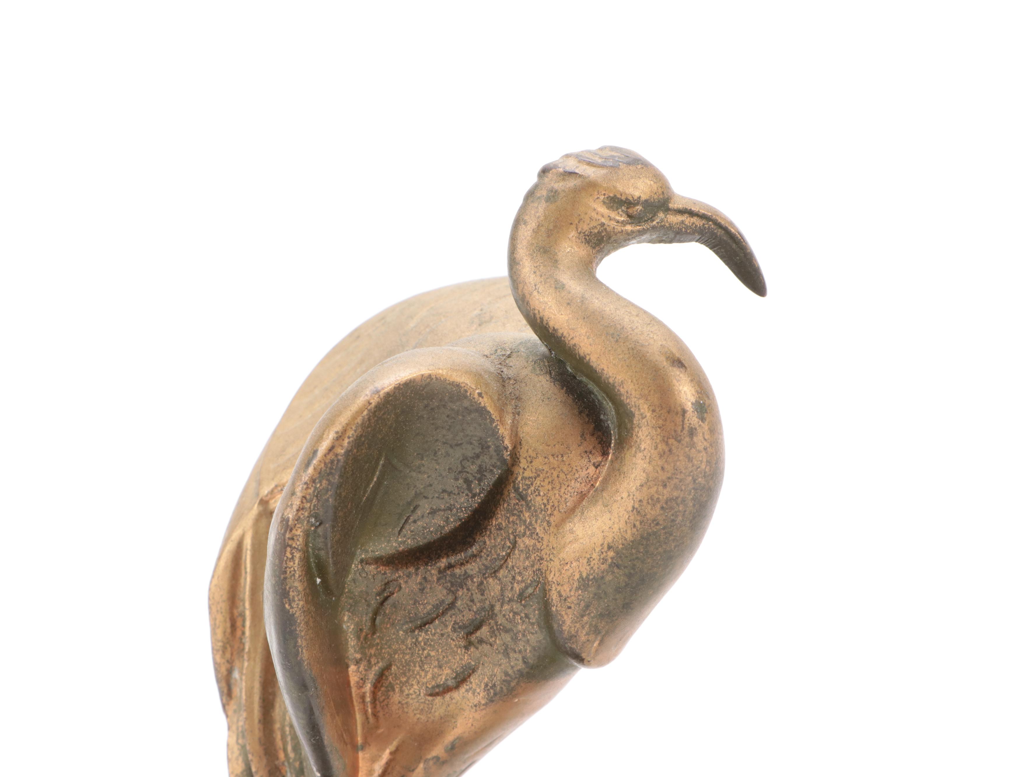 Jennings Brothers Gilt Metal Flamingo Bookends, Early to Mid-20th Century