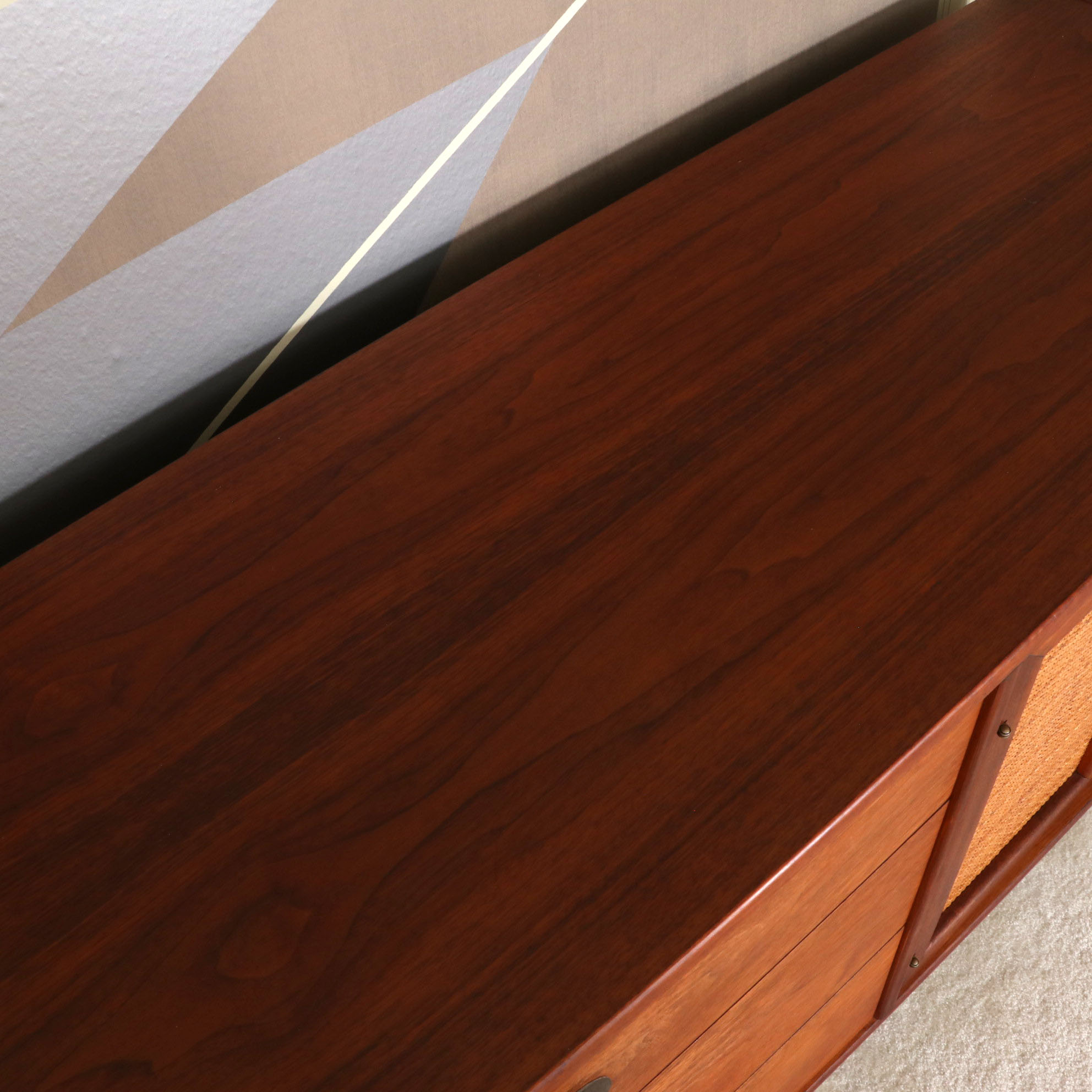 Founders Mid Century Modern Walnut and Cane Buffet