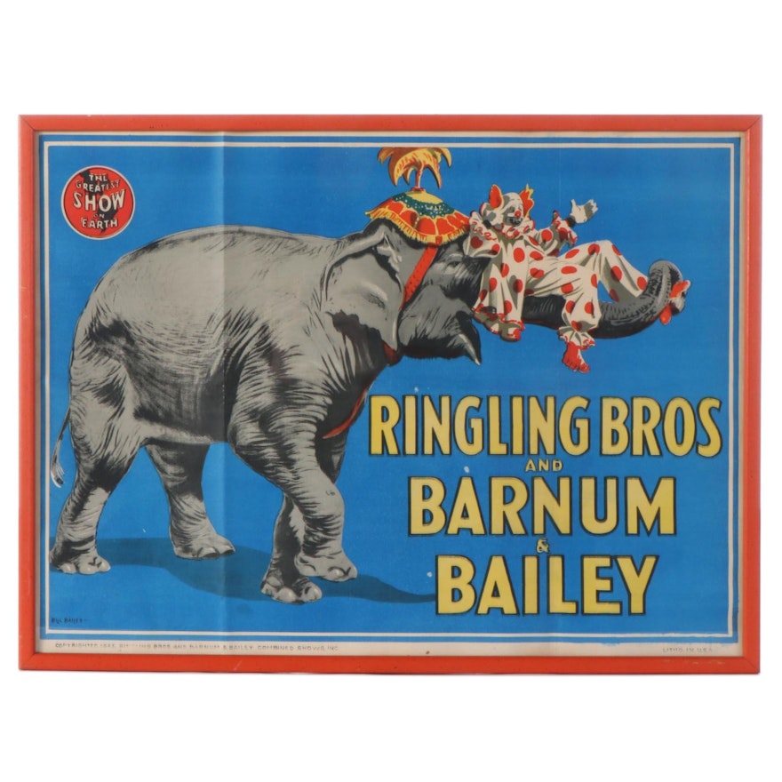 Ringling Bros and Barnum & Bailey Lithograph Circus Poster After Bill Bailey