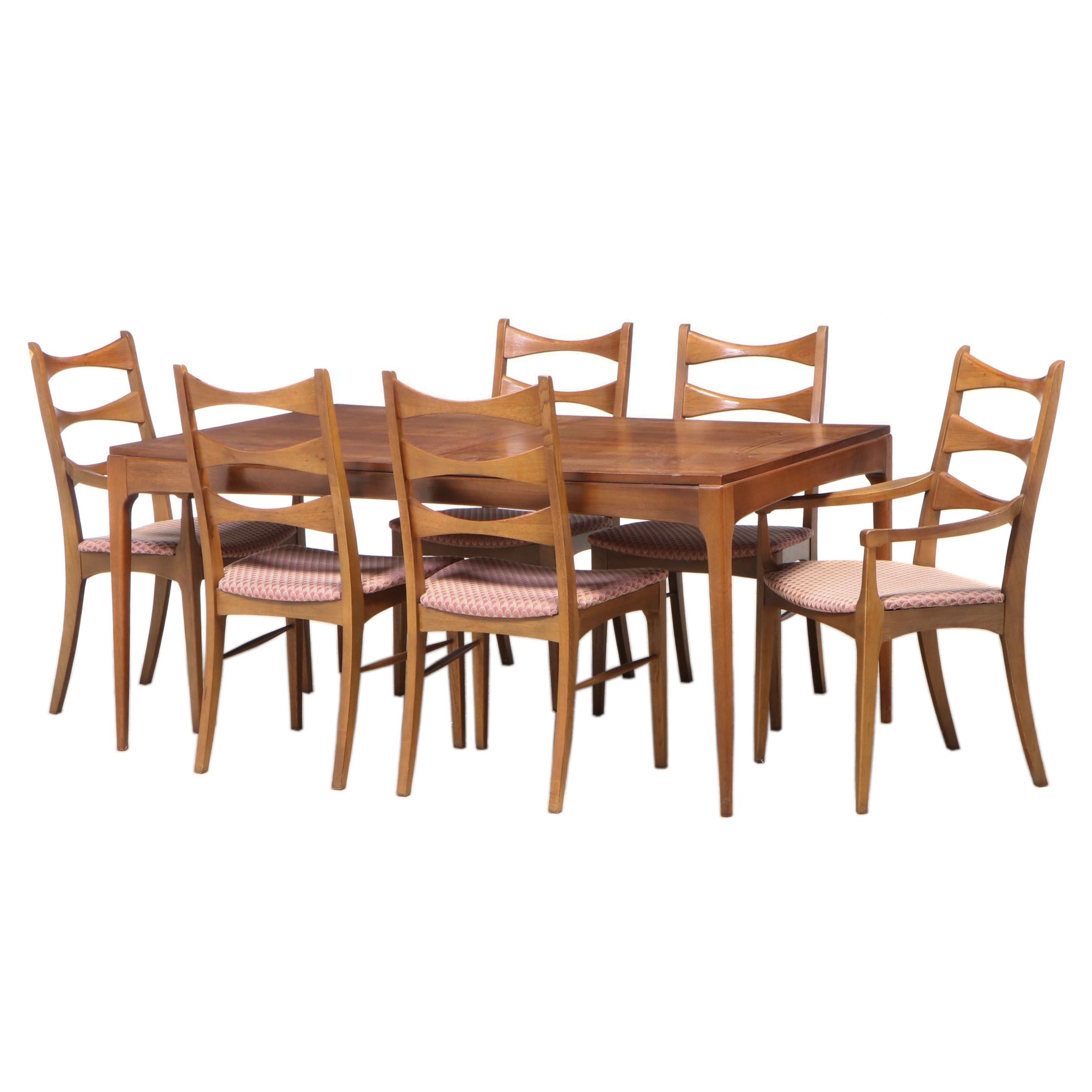 Lane "Rhythm" Mid Century Modern Walnut Seven-Piece Dining Set
