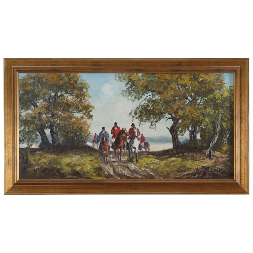 K. Boeme Hunting Genre Oil Painting