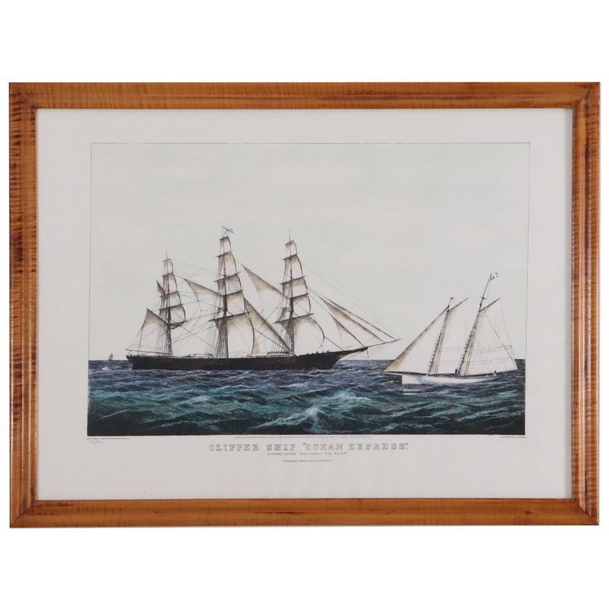 Lithograph After Currier & Ives Print "Clipper Ship 'Ocean Express' "