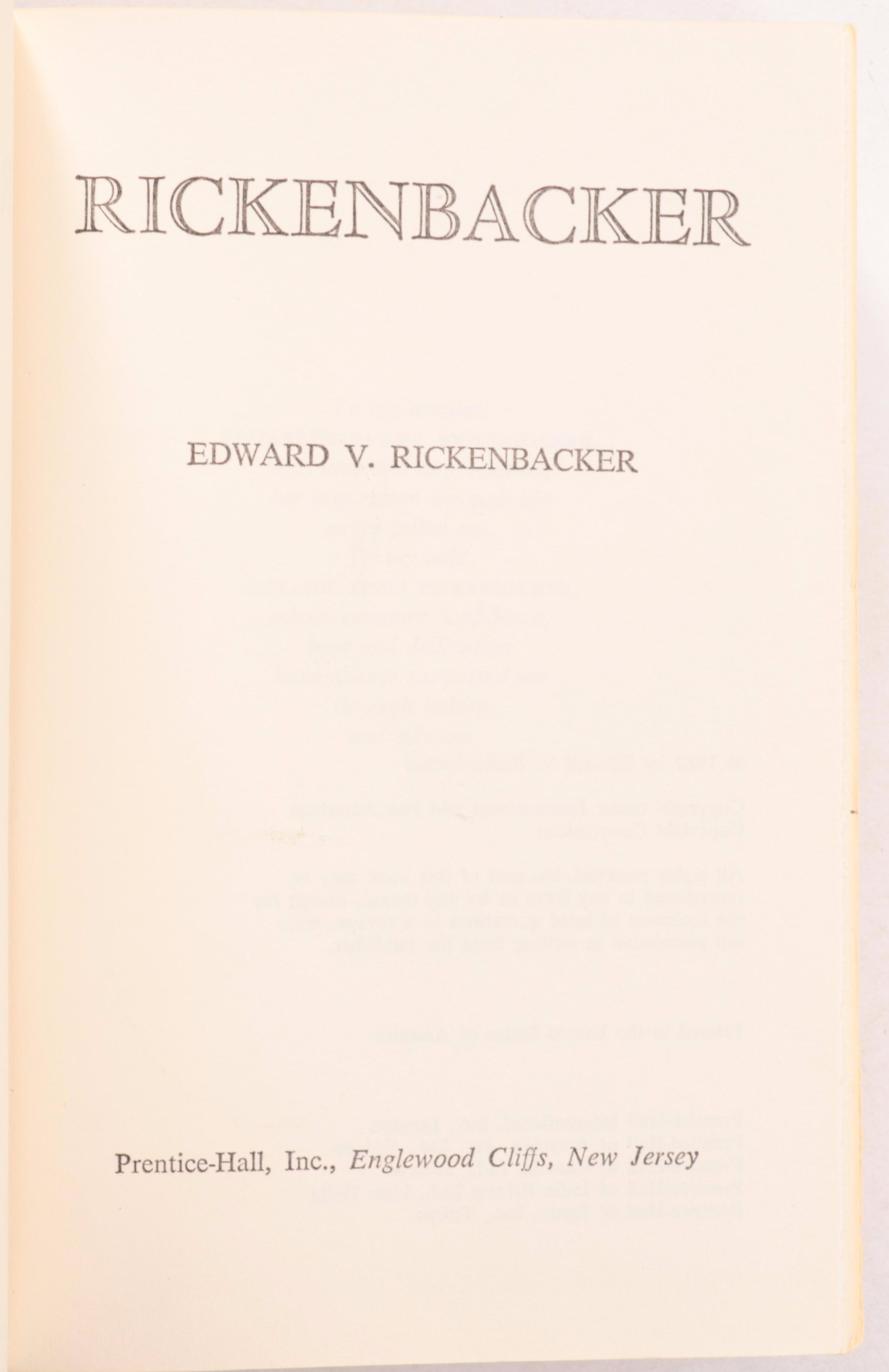 Signed "Rickenbacker: An Autobiography" by Edward V. Rickenbacker and More