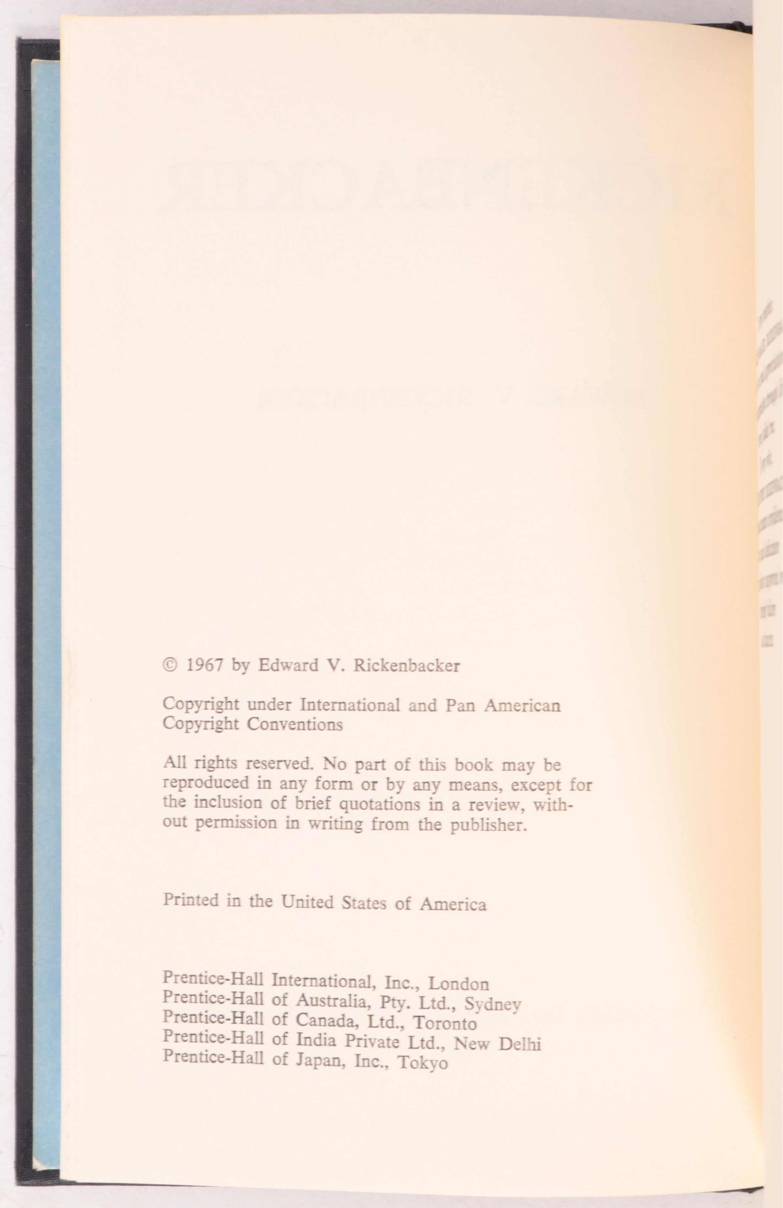 Signed "Rickenbacker: An Autobiography" by Edward V. Rickenbacker and More