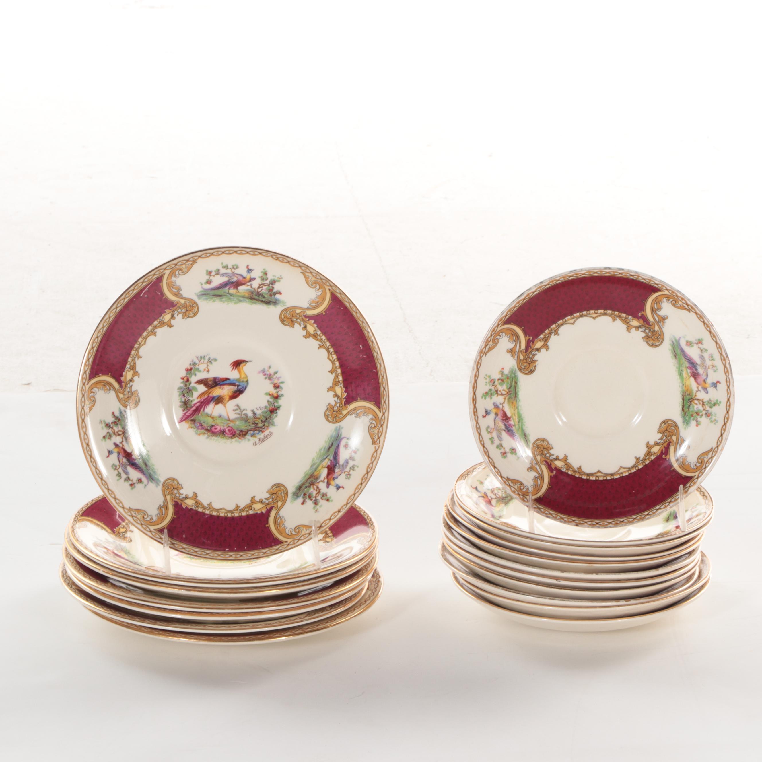 Myott Staffordshire "Chelsea Bird" Earthenware China Dinnerware, Mid-20th C.