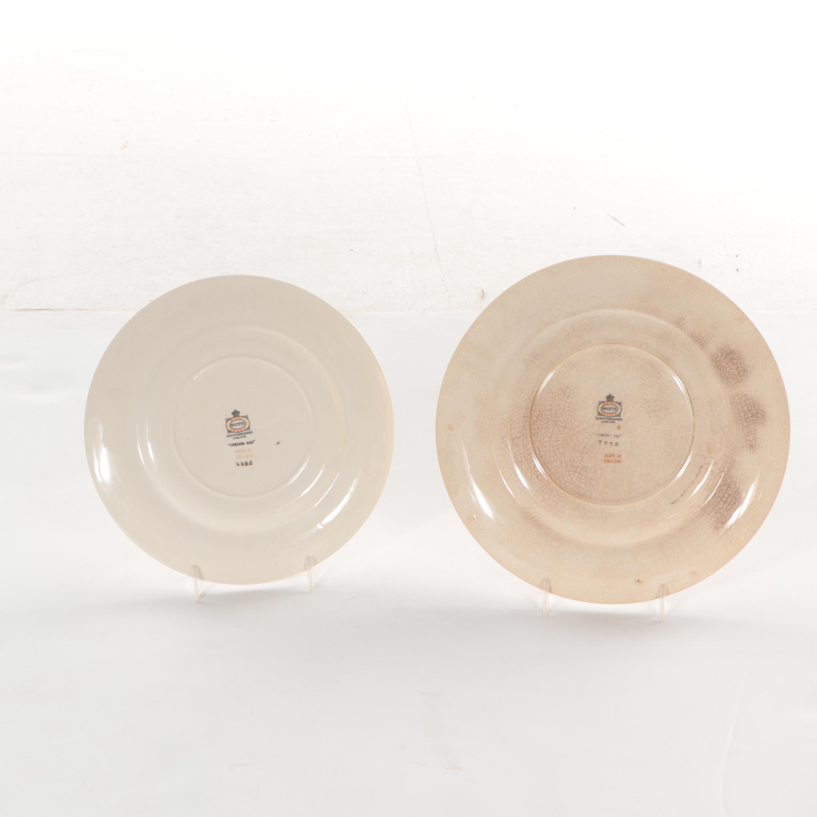 Myott Staffordshire "Chelsea Bird" Earthenware China Dinnerware, Mid-20th C.