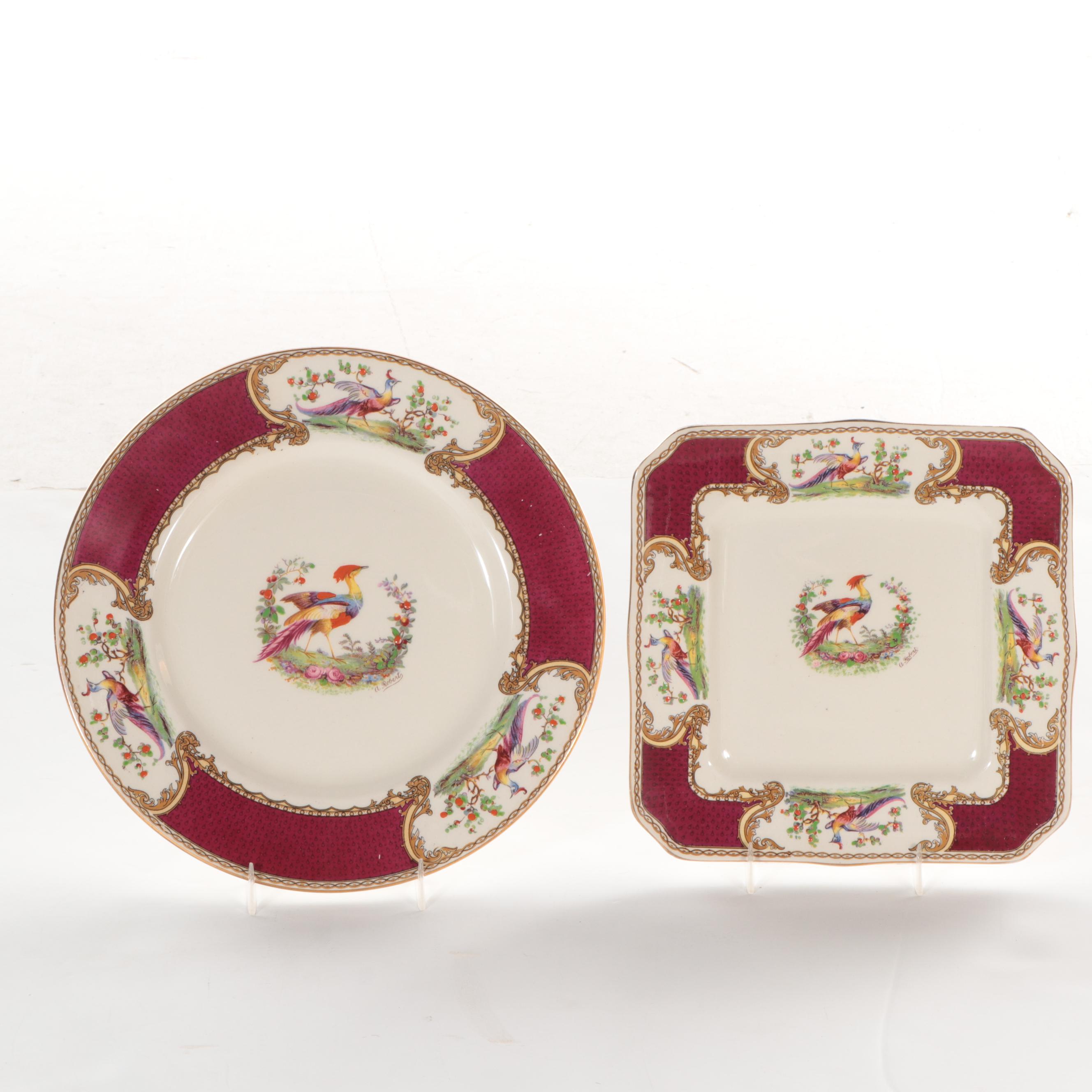 Myott Staffordshire "Chelsea Bird" Earthenware China Dinnerware, Mid-20th C.