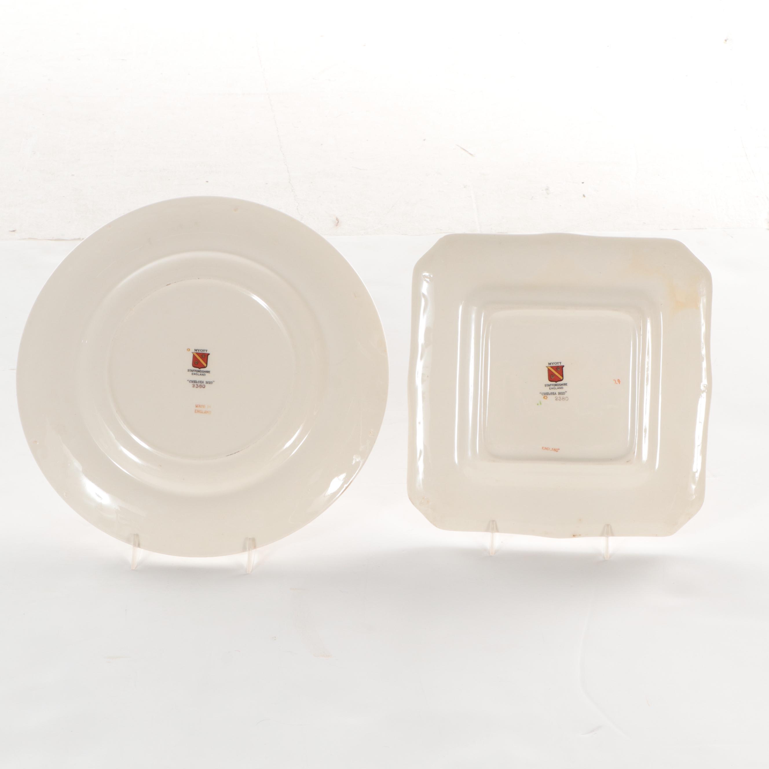 Myott Staffordshire "Chelsea Bird" Earthenware China Dinnerware, Mid-20th C.