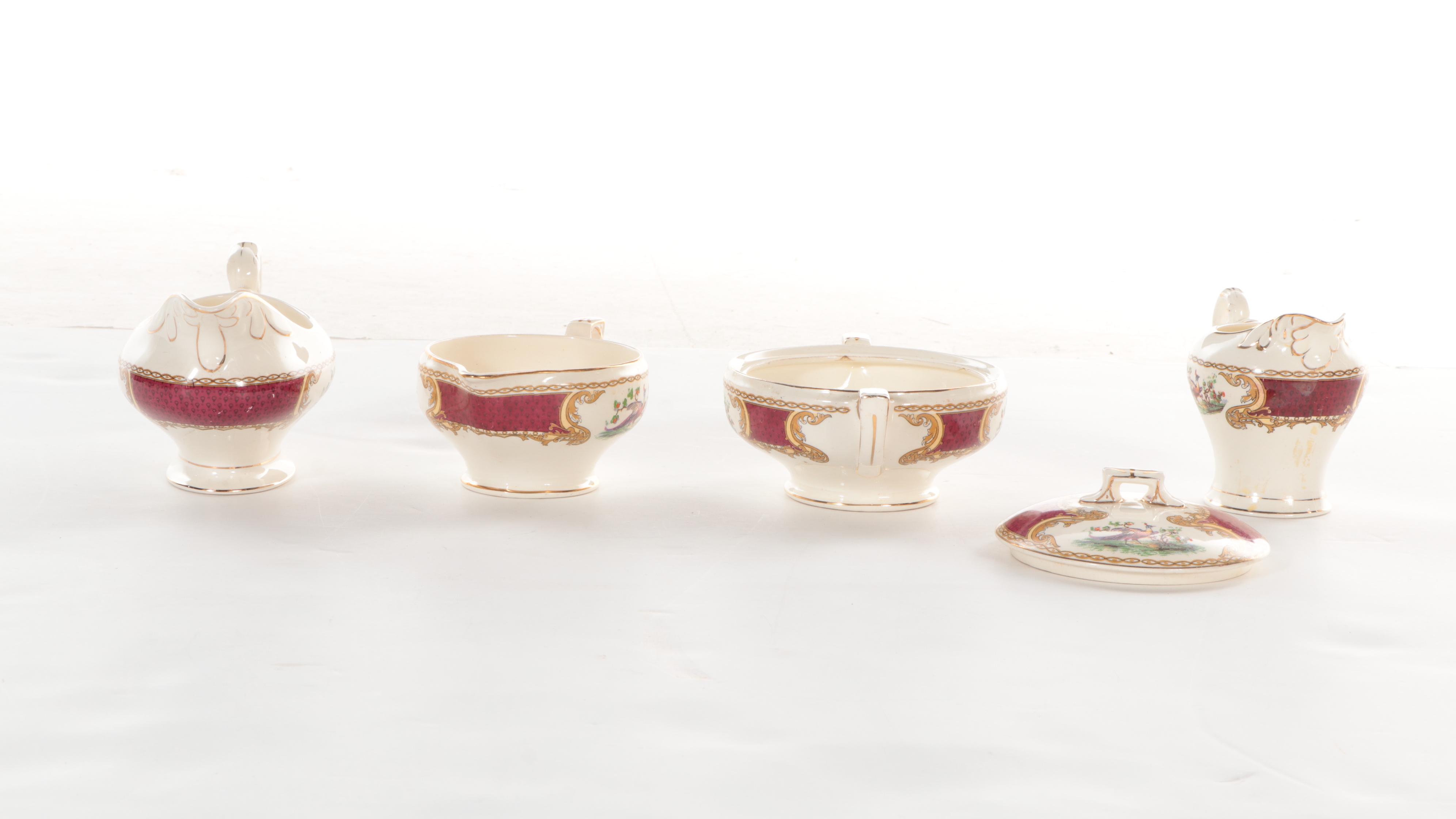 Myott Staffordshire "Chelsea Bird" Earthenware China Dinnerware, Mid-20th C.