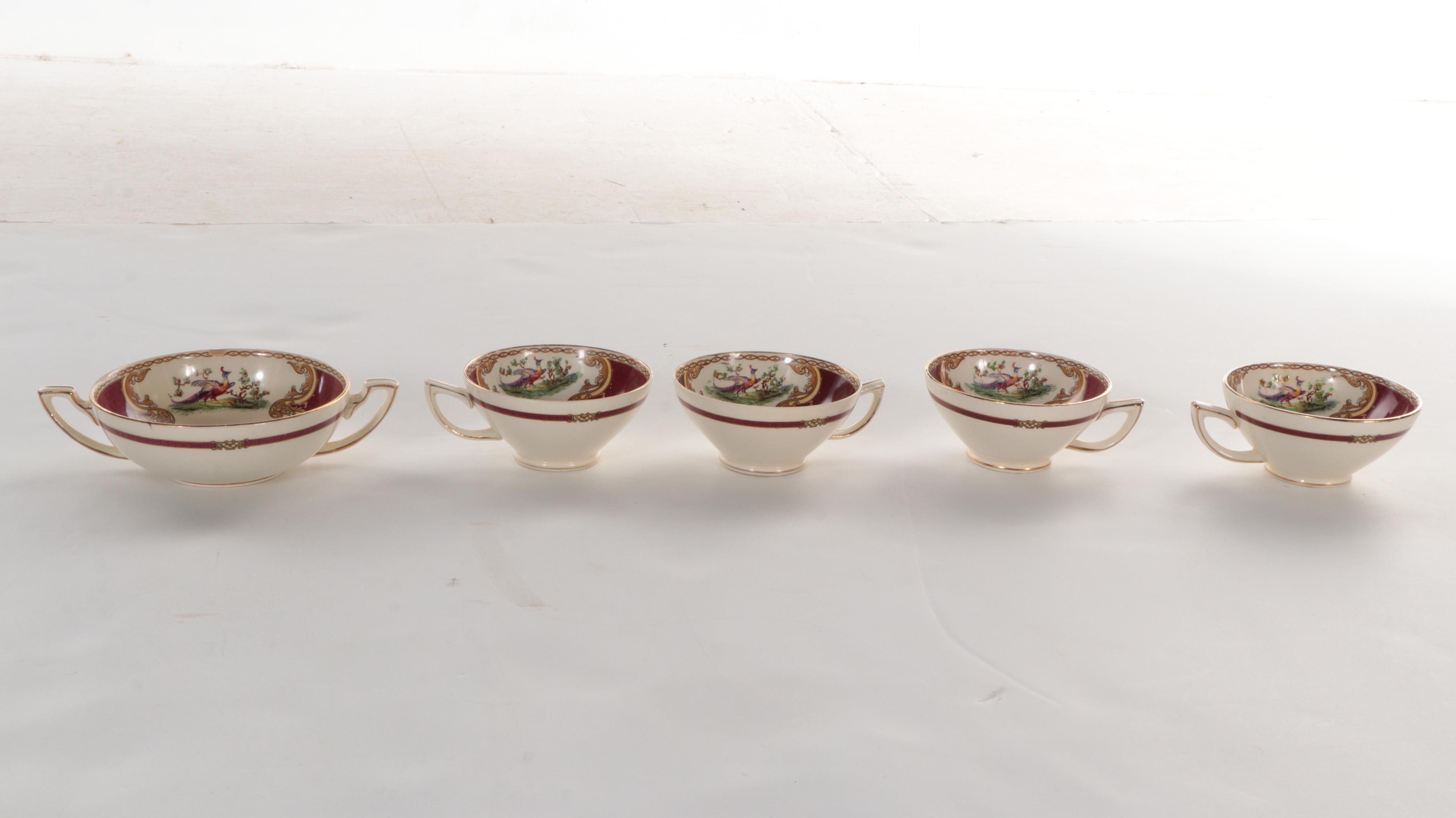 Myott Staffordshire "Chelsea Bird" Earthenware China Dinnerware, Mid-20th C.