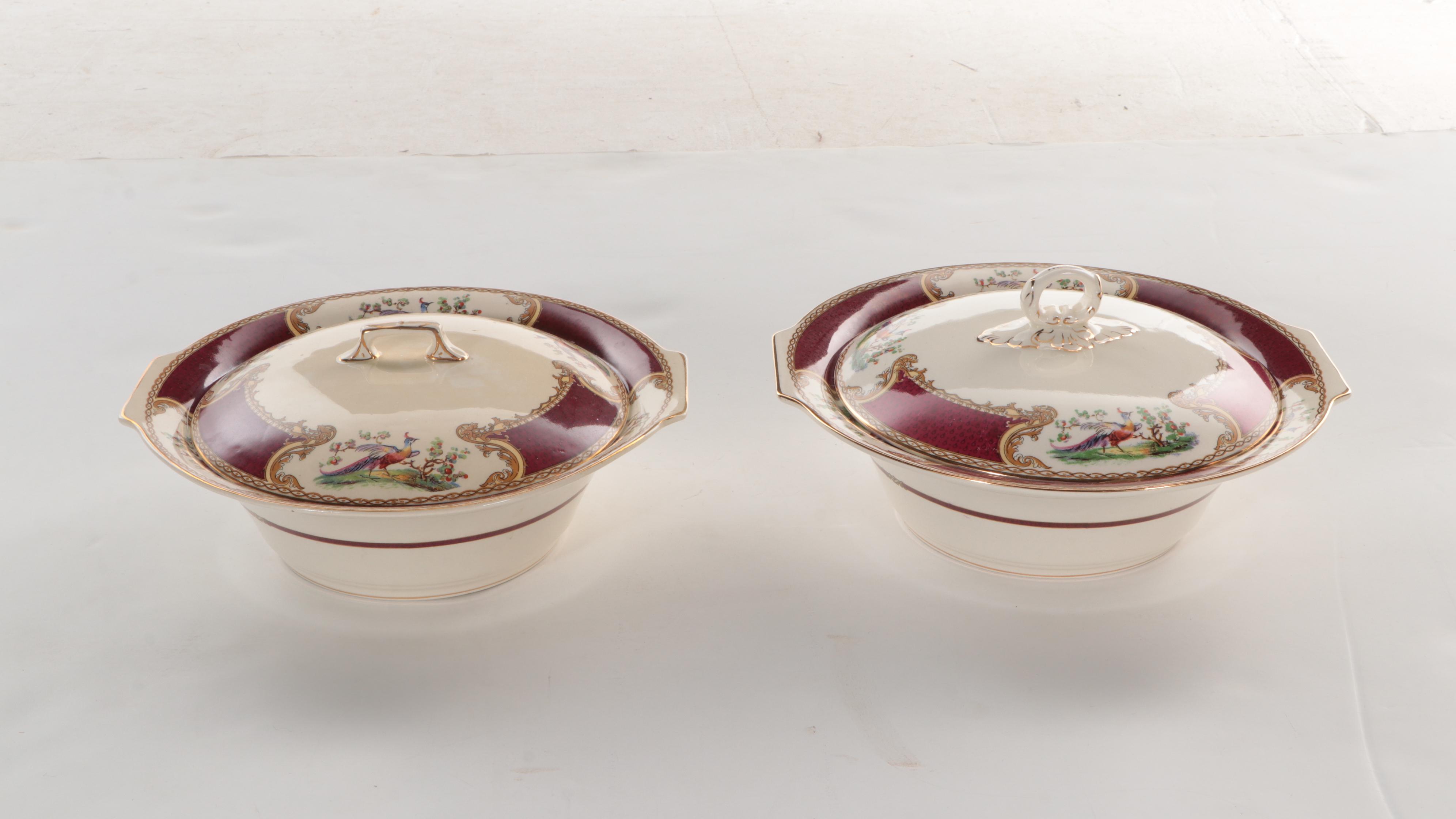 Myott Staffordshire "Chelsea Bird" Earthenware China Dinnerware, Mid-20th C.