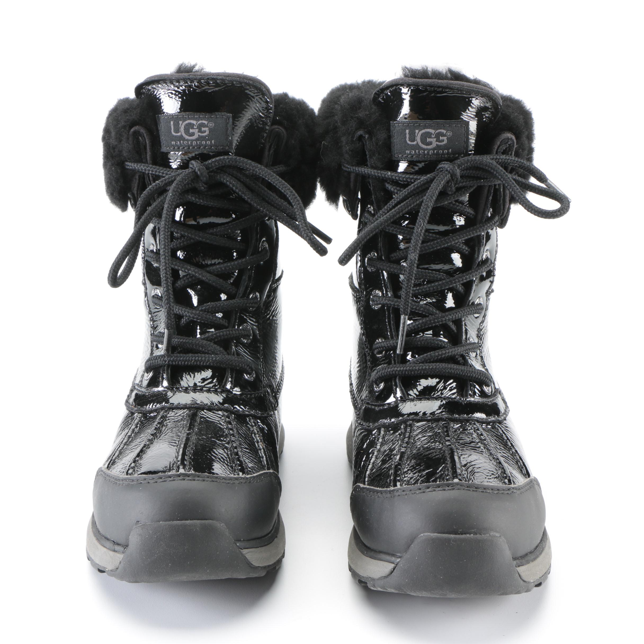 Ugg Adirondack Boot III Black Patent Leather Waterproof Insulated with Box