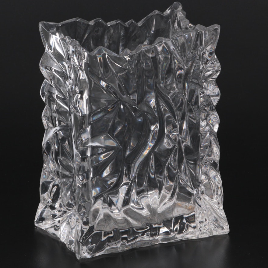 Rosenthal "Bag" Crinkle Textured Crystal Flower Vase