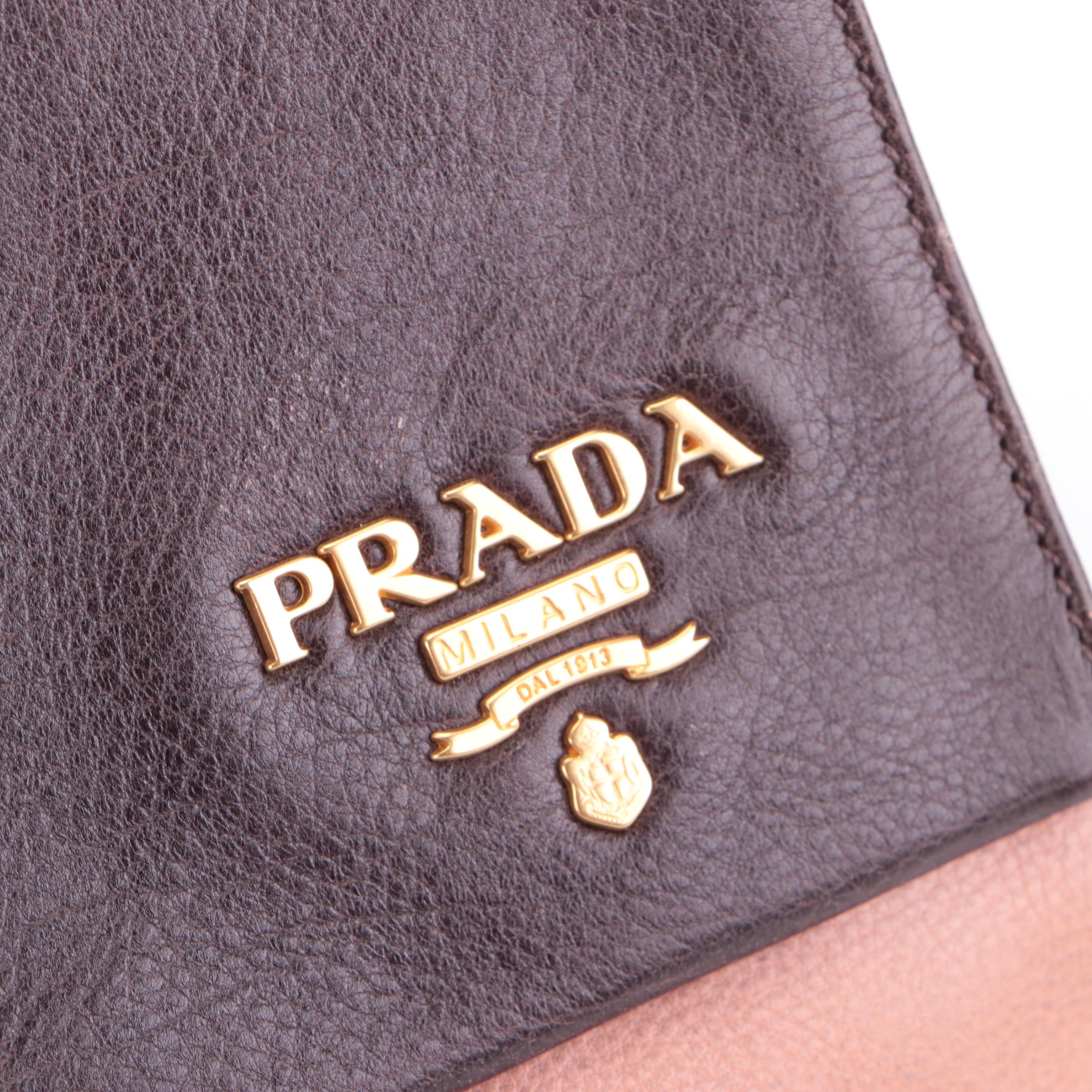 Prada Glace Folders Flap Front Clutch in Ombré Leather