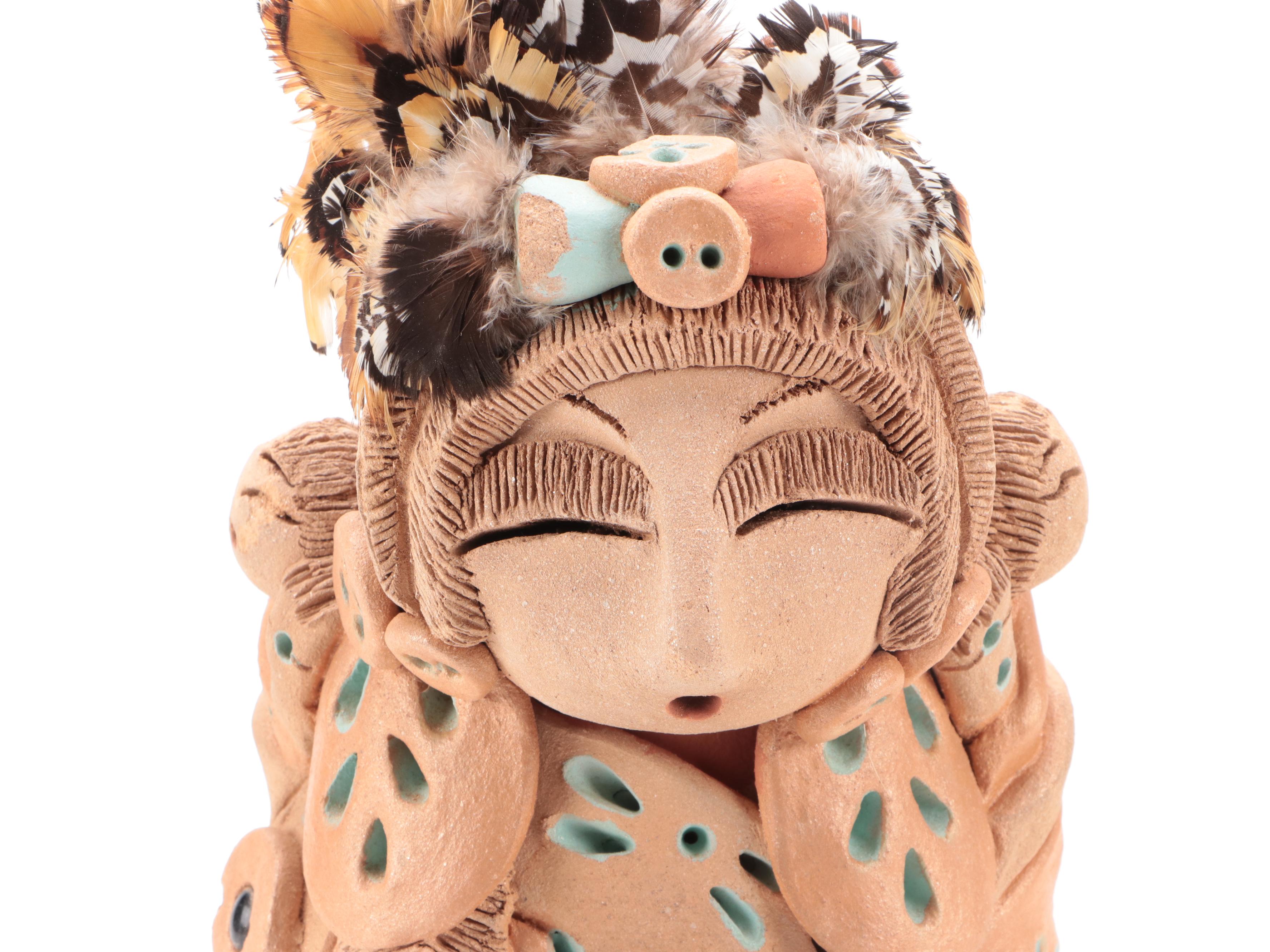 Cheyenne Jim (Diane Lynn) Earthenware Navajo Storyteller Sculpture