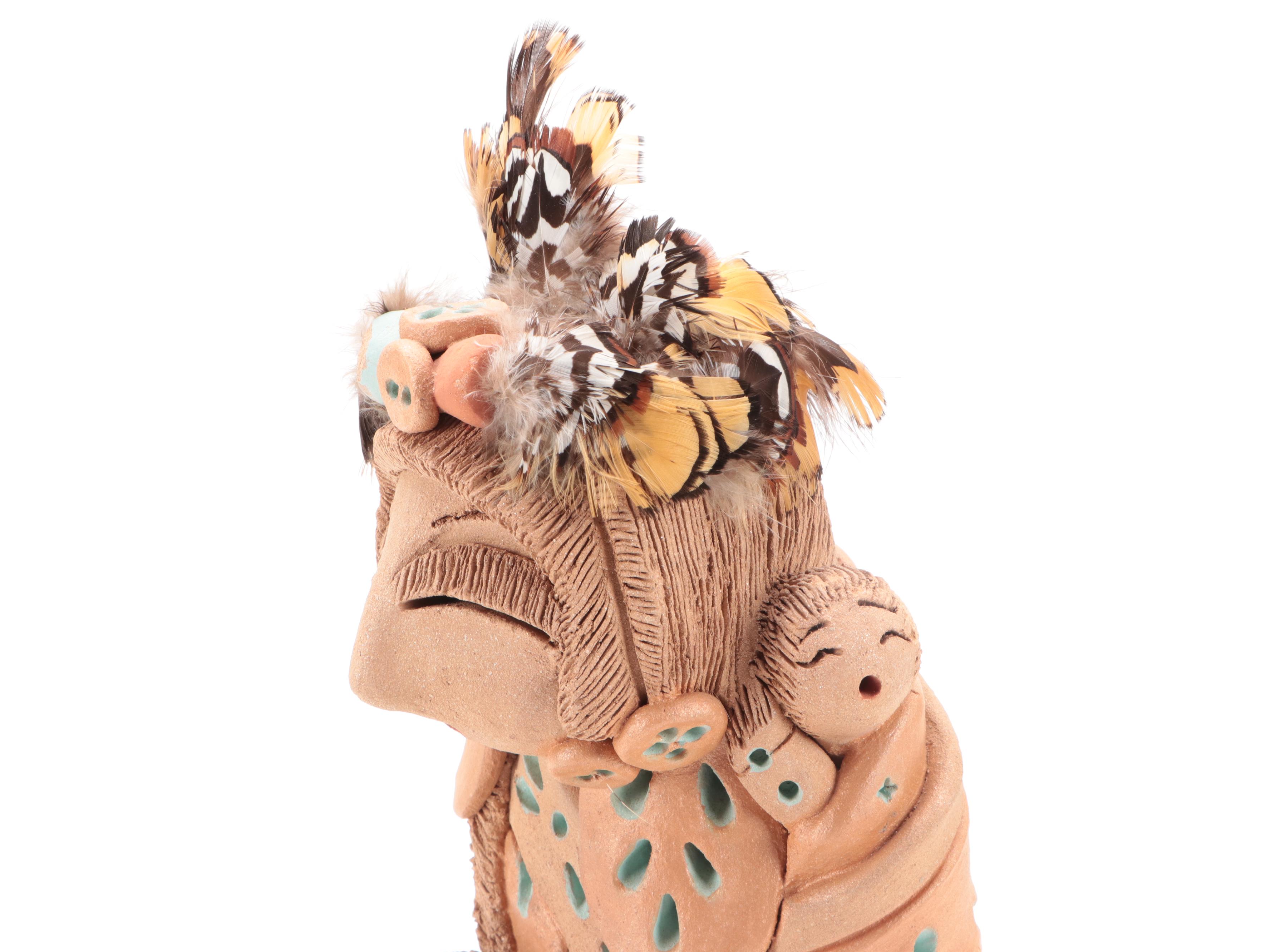 Cheyenne Jim (Diane Lynn) Earthenware Navajo Storyteller Sculpture