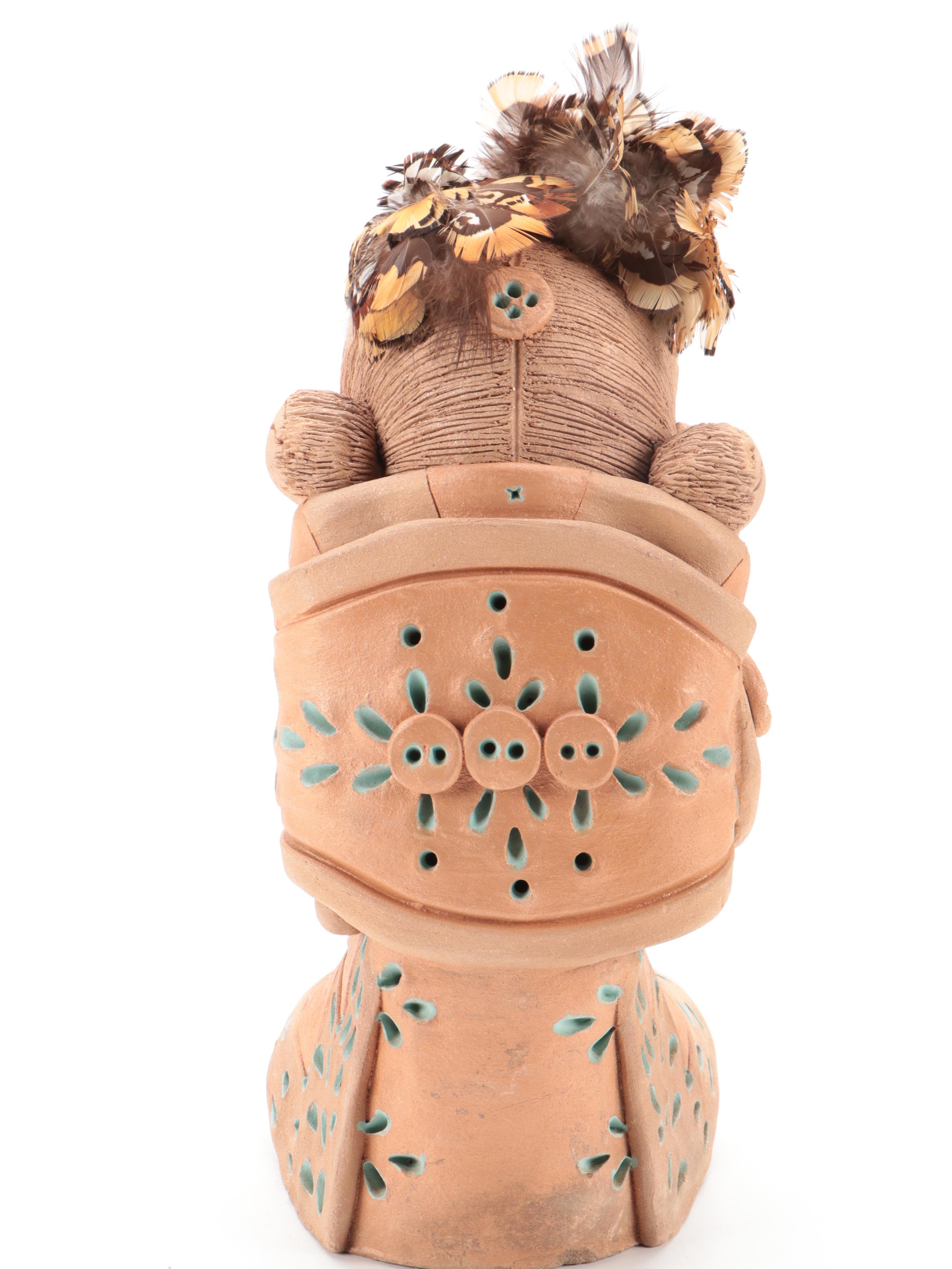 Cheyenne Jim (Diane Lynn) Earthenware Navajo Storyteller Sculpture