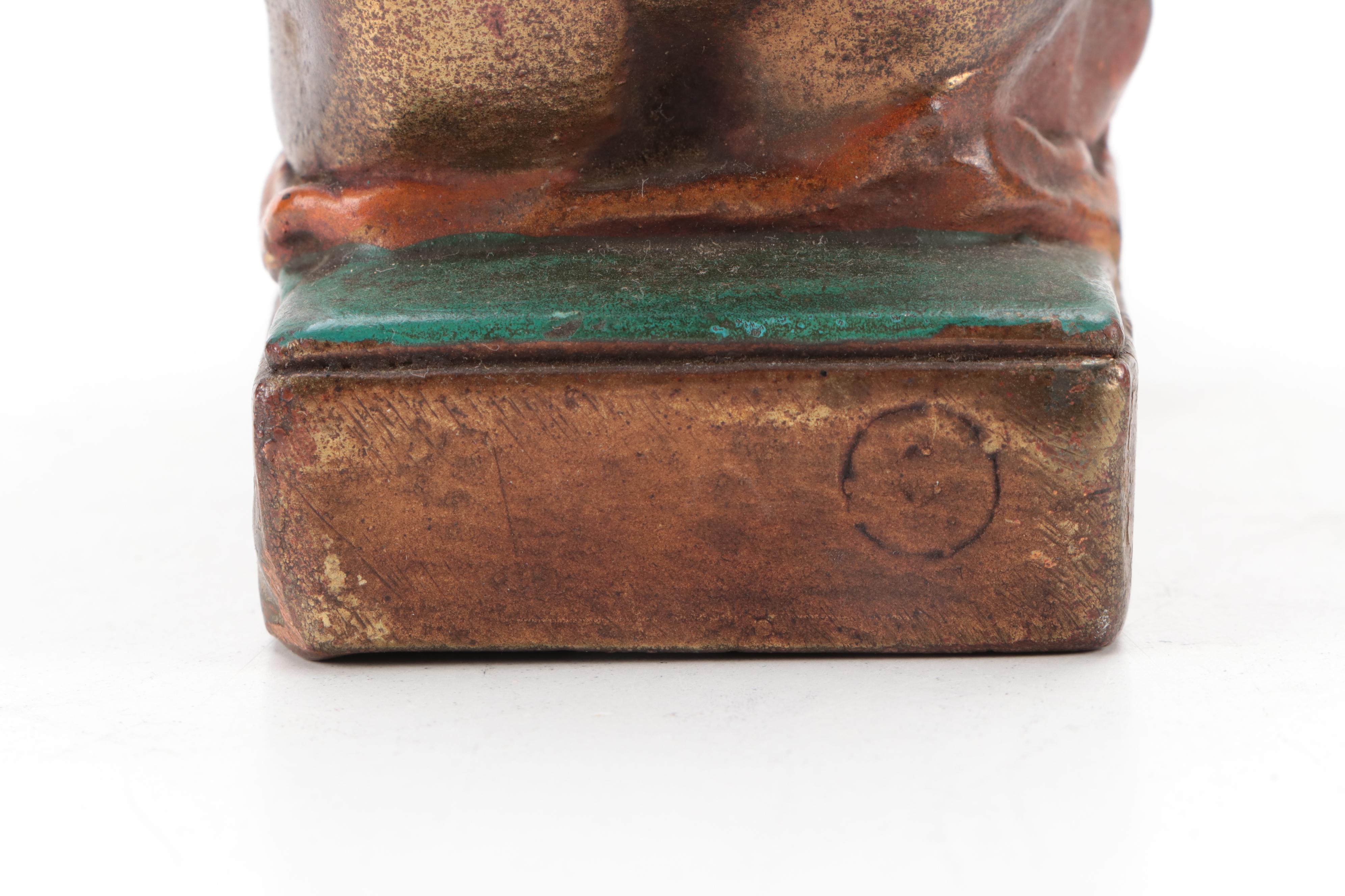 Marion Bronze Co. Cold Painted Cast Bronze Scholar Bookends, Early 20th Century