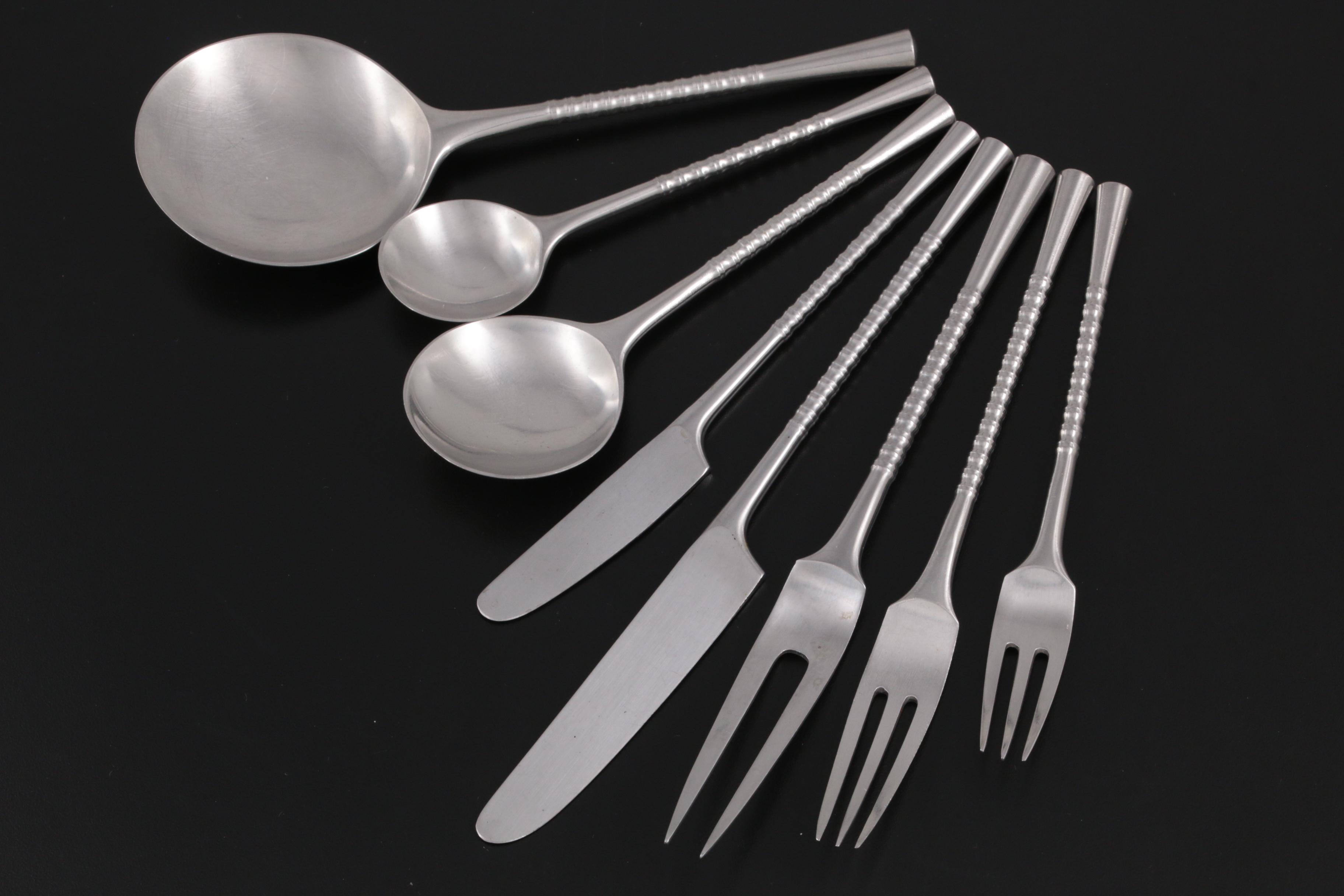 Dansk "Jette" Stainless Steel Flatware and Serving Utensils, Mid-20th Century