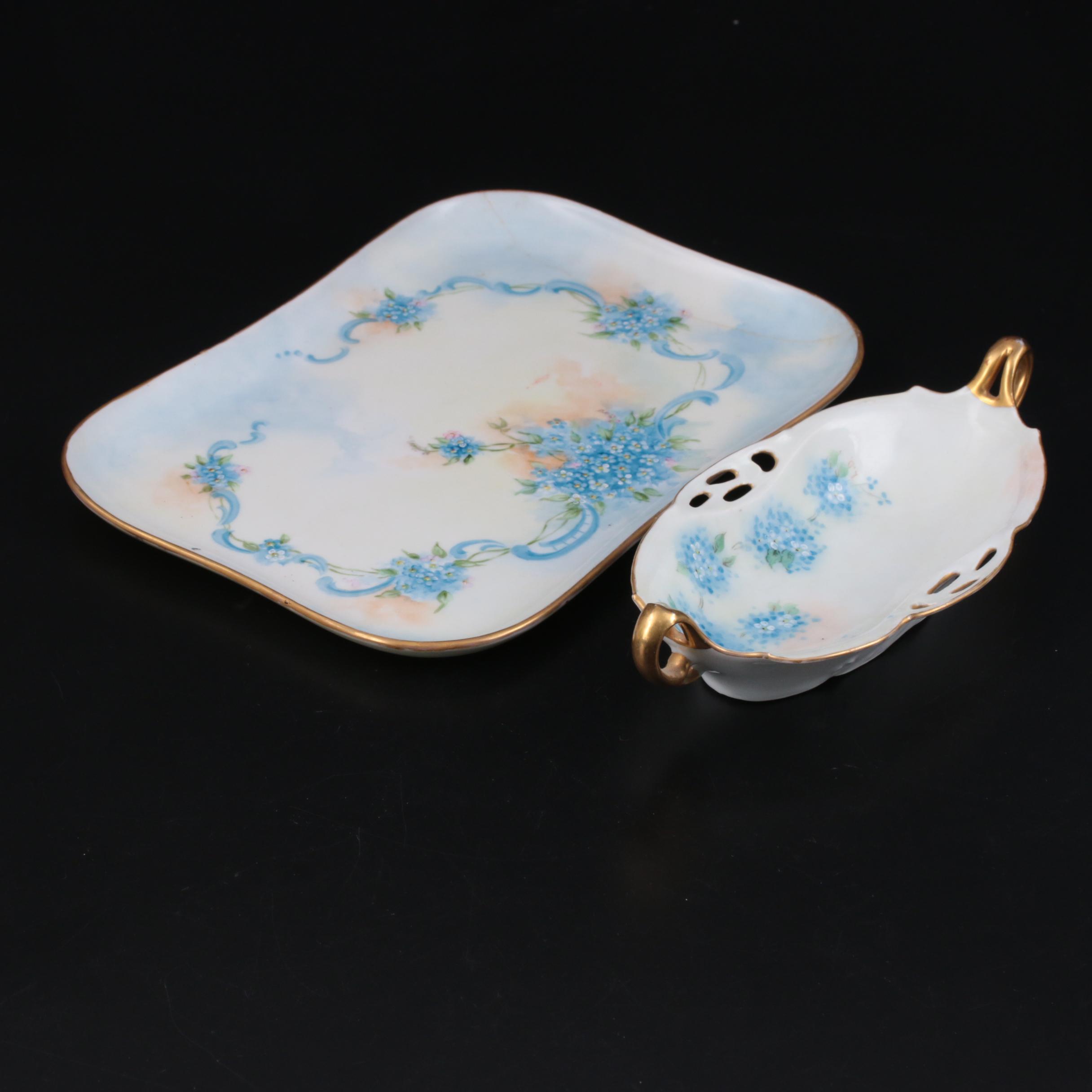Continental Hand-Painted Porcelain Vanity Items, Early 20th Century