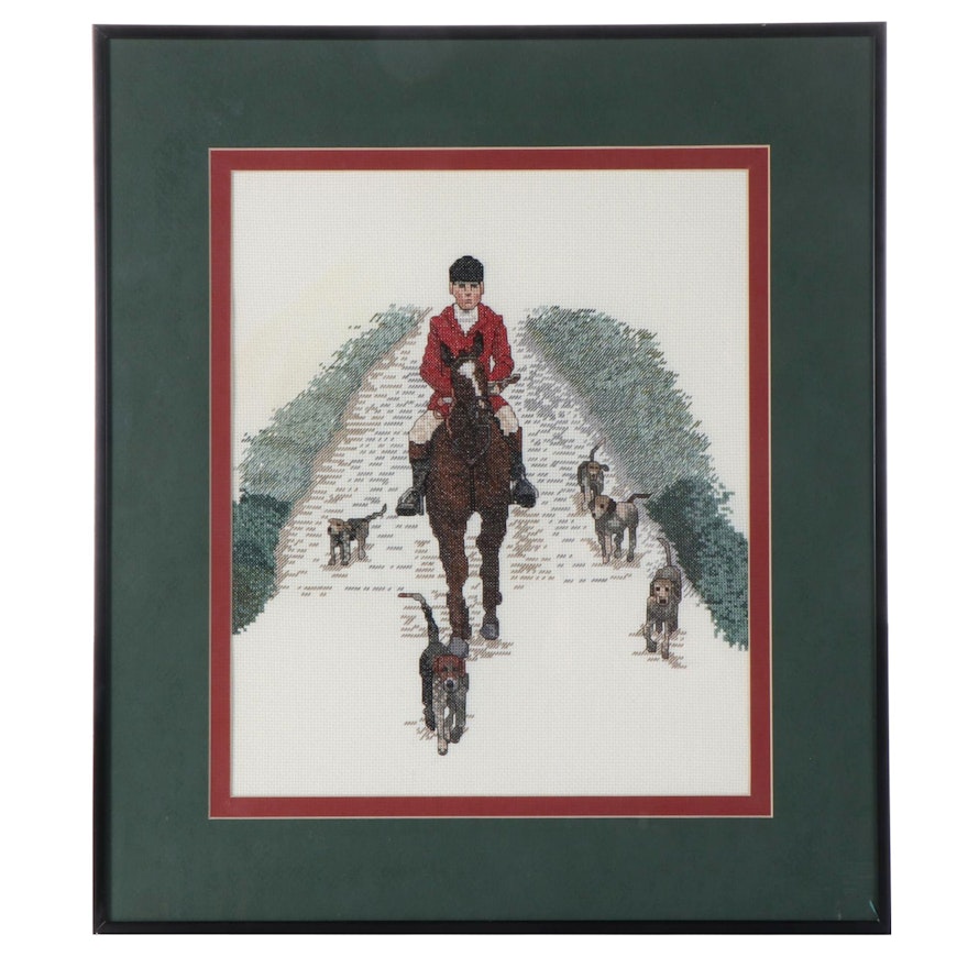 Cross-Stitch Embroidery of a Hunting Scene