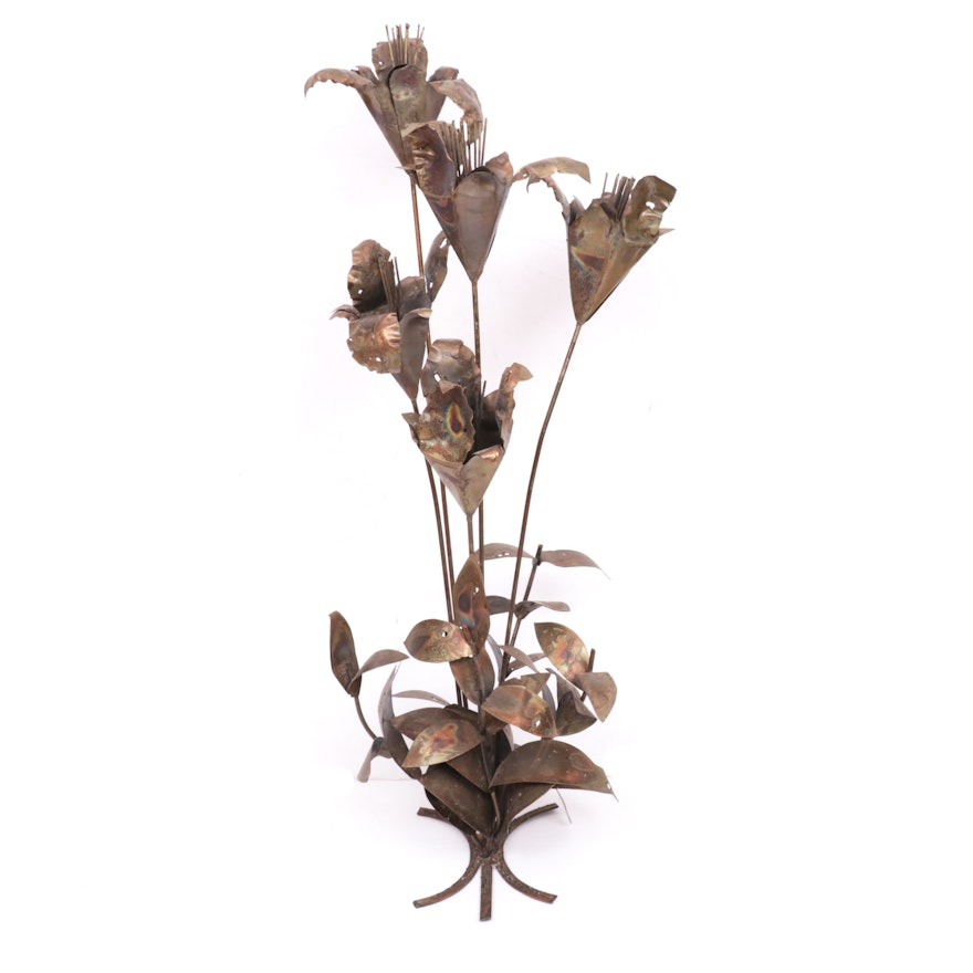 Mid Century Modern Style Copper Lily Sculpture, Mid to Late 20th Century