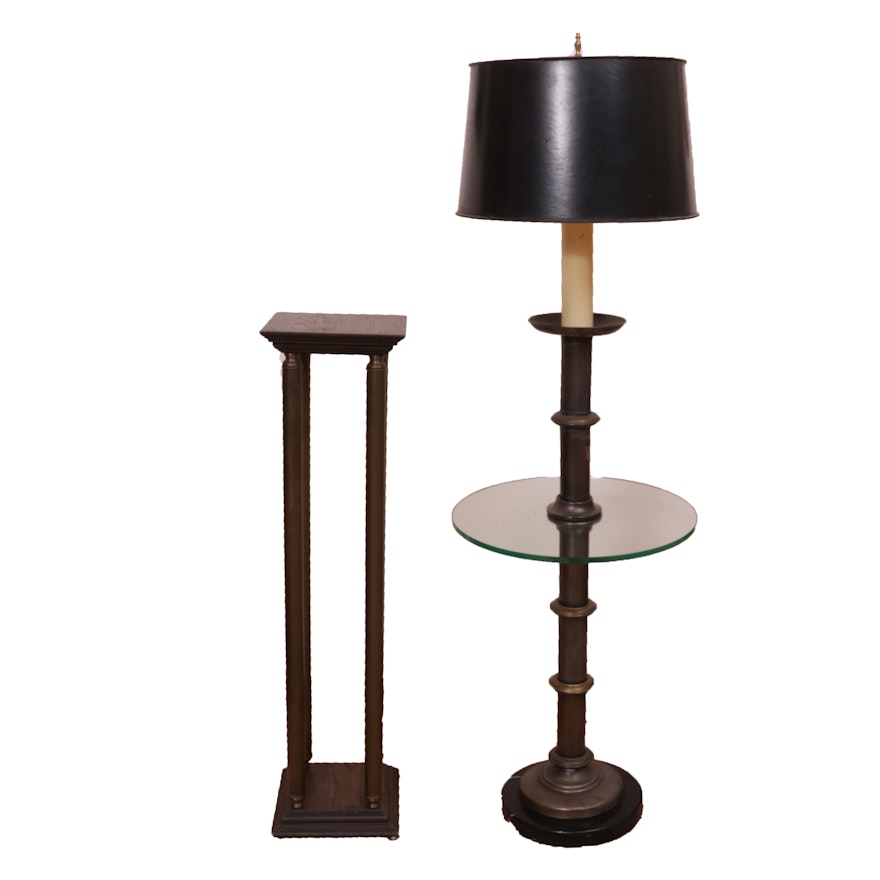 Side Table Floor Lamp and Neoclassical Style Plant Pedestal