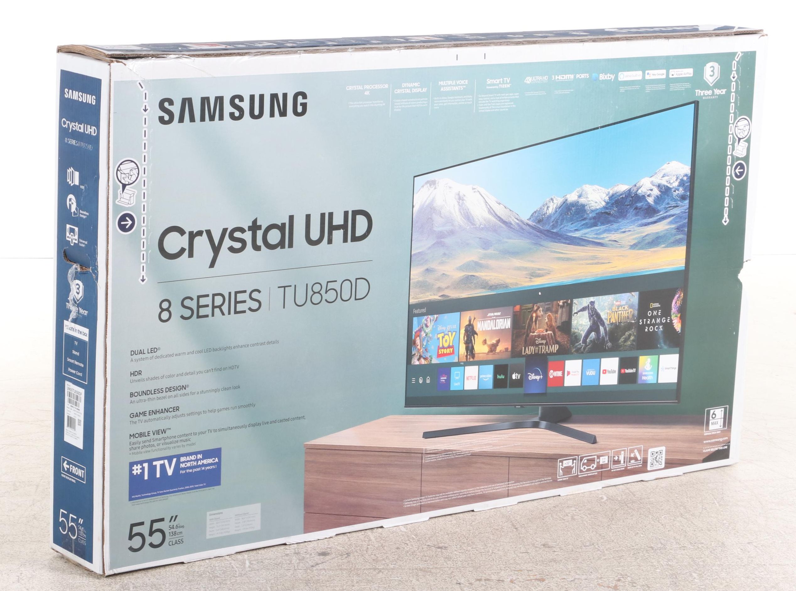 Samsung 55" 4K Crystal UHD with HDR Smart TV with Stand and Remote