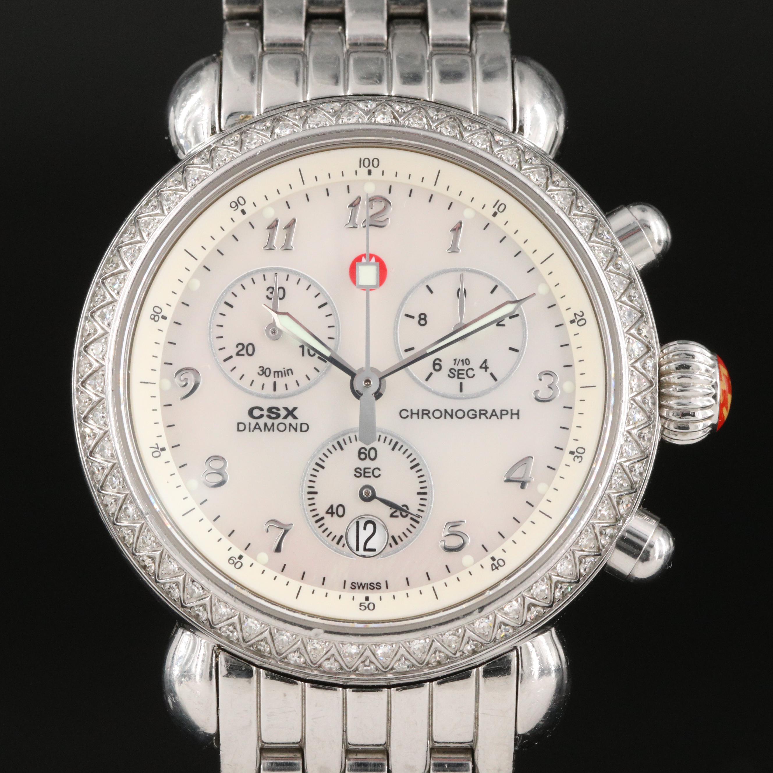 Michele CSX Diamond Chronograph Watch