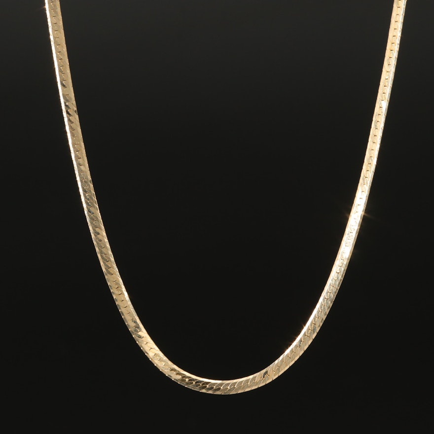 14K Italian Gold Herringbone Chain Necklace