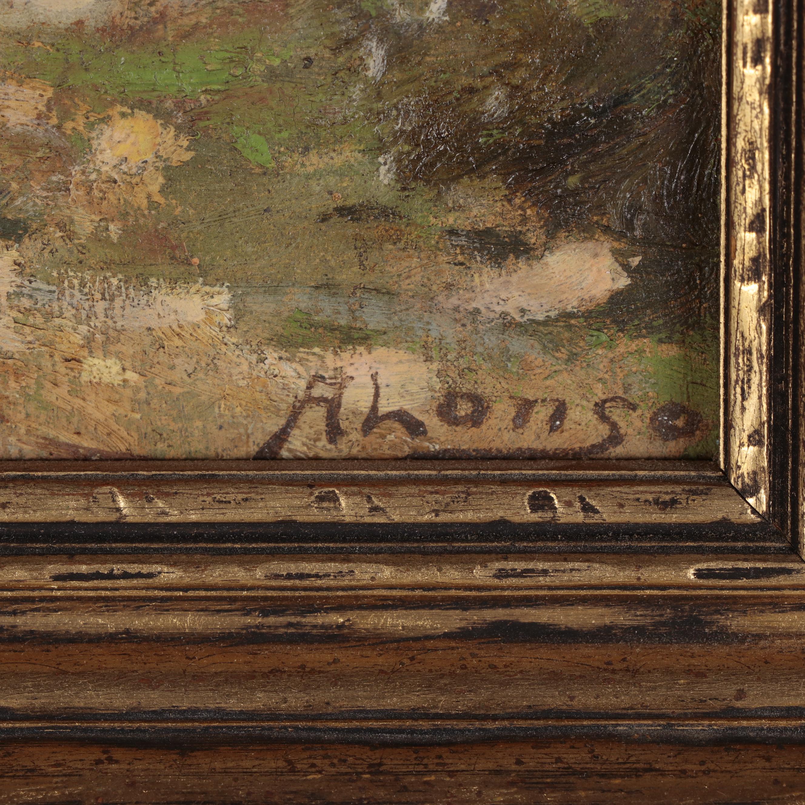 Oil Painting of a Bell Tower, Early to Mid-20th Century