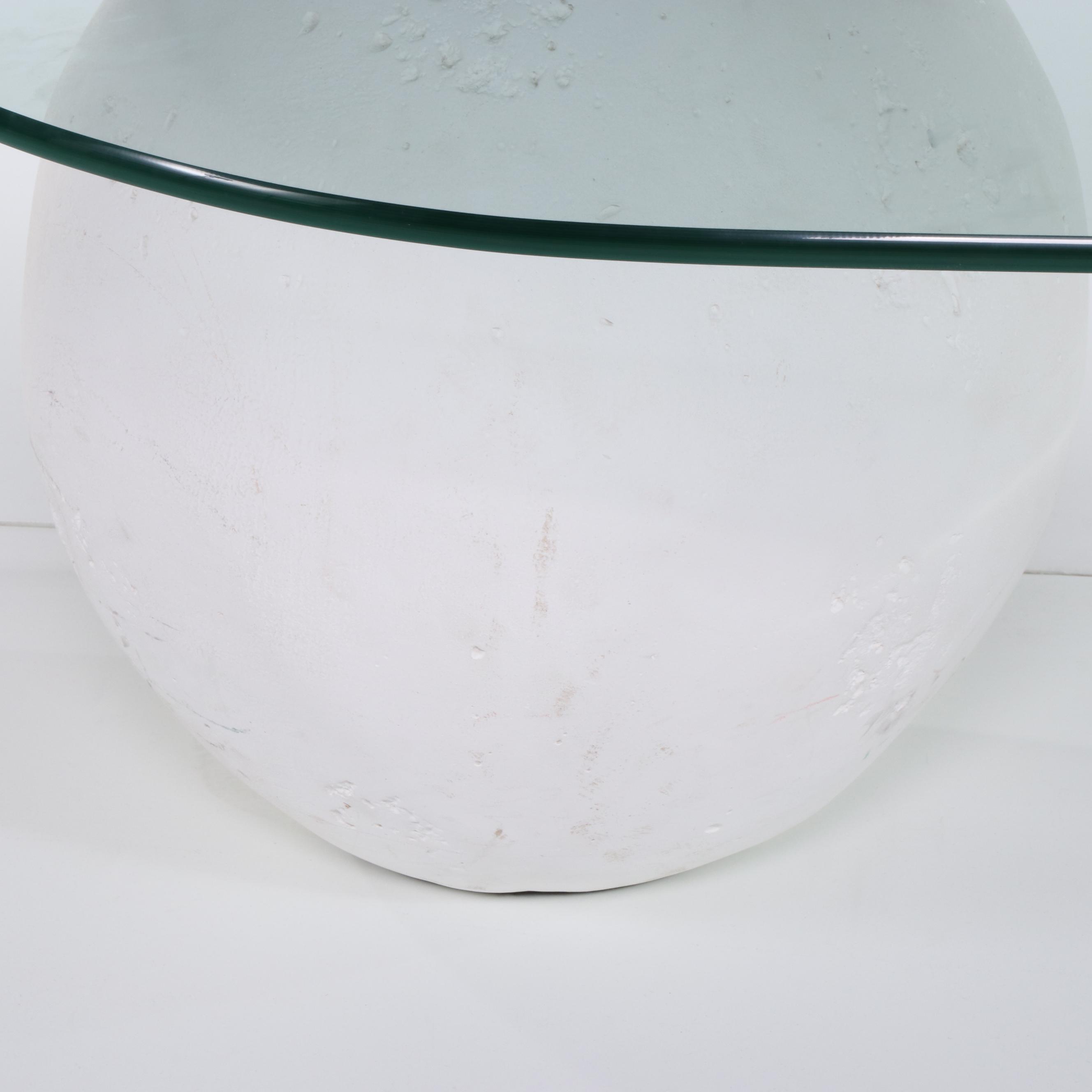 Postmodern Curvilinear Glass and Cast Plaster Sphere Coffee Table