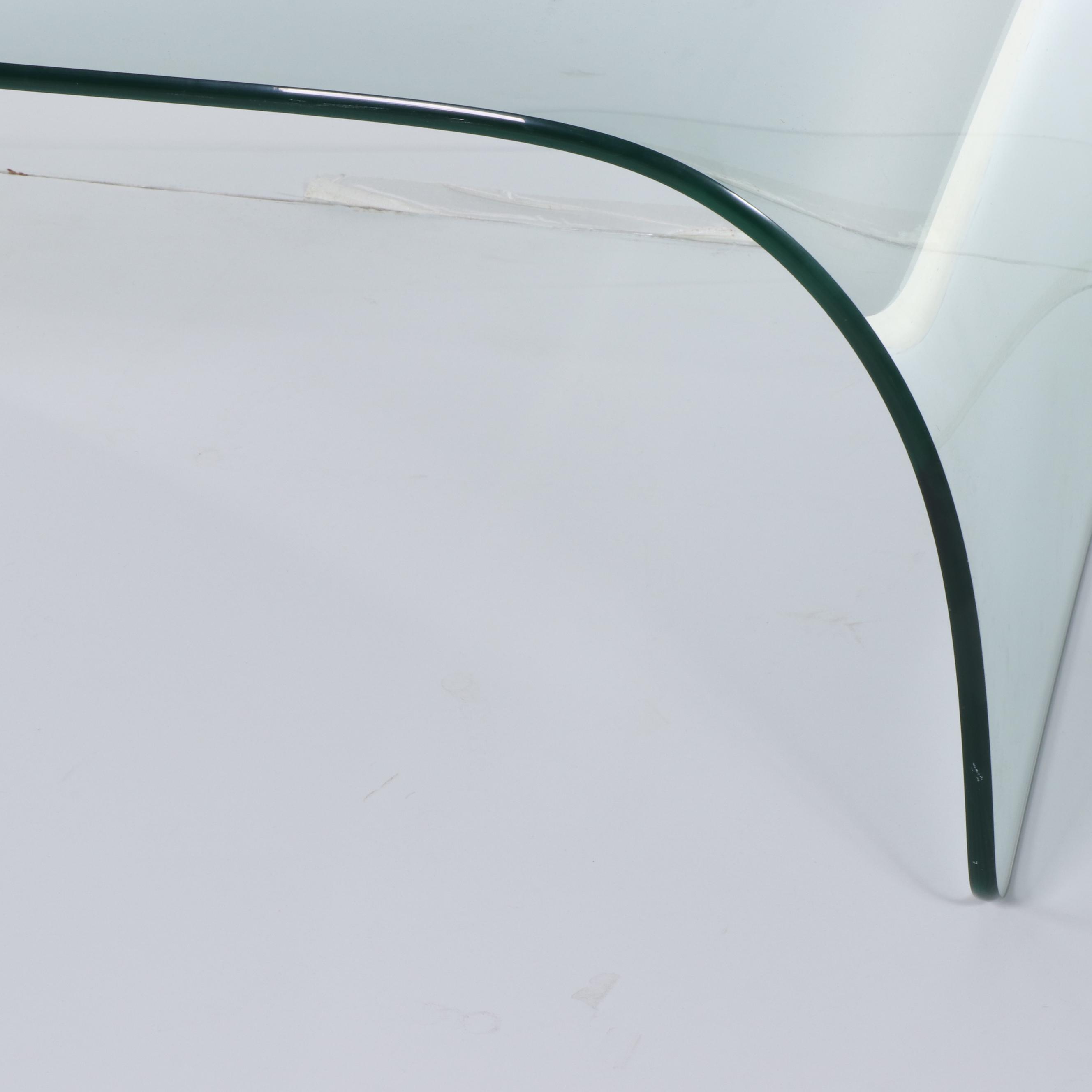 Postmodern Curvilinear Glass and Cast Plaster Sphere Coffee Table