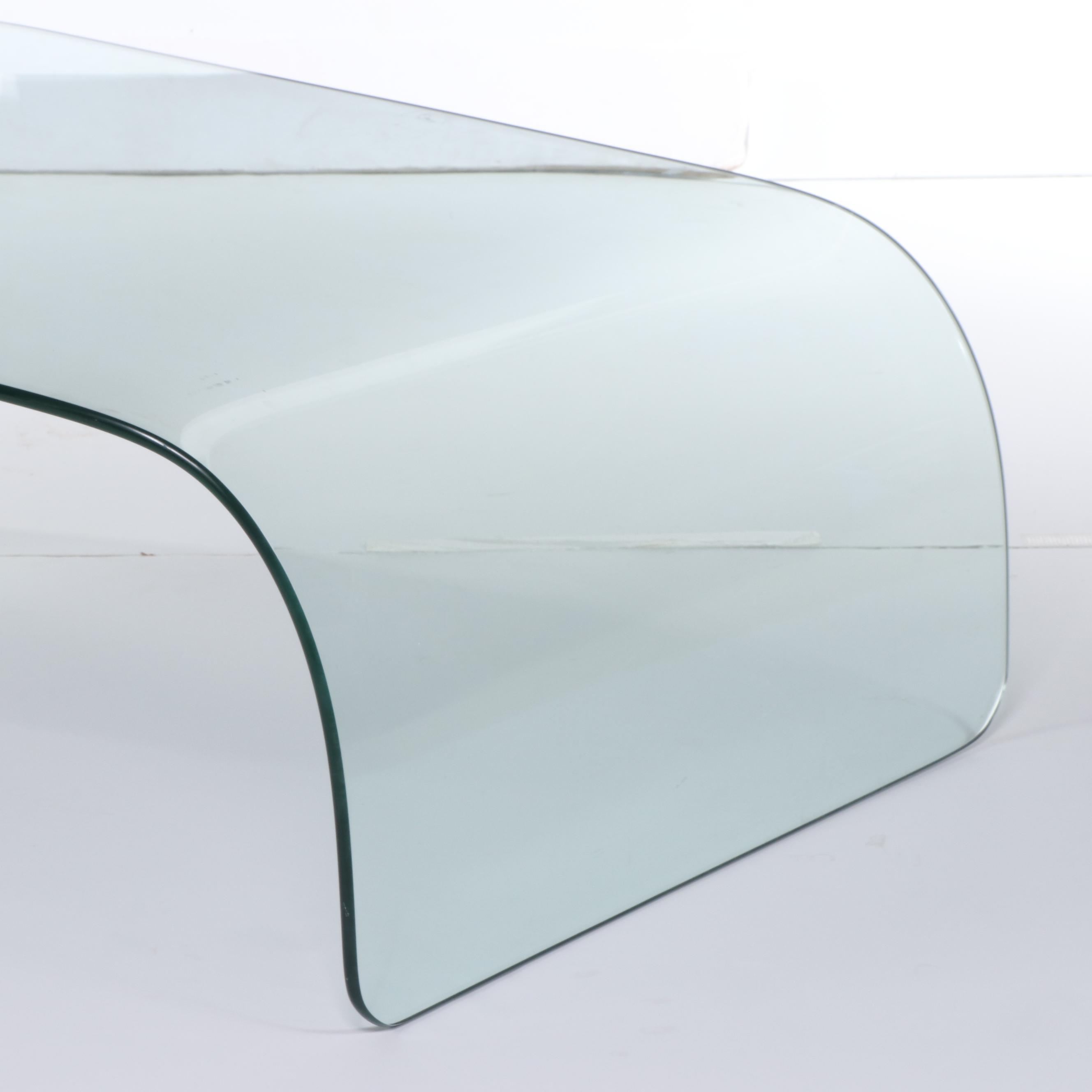 Postmodern Curvilinear Glass and Cast Plaster Sphere Coffee Table