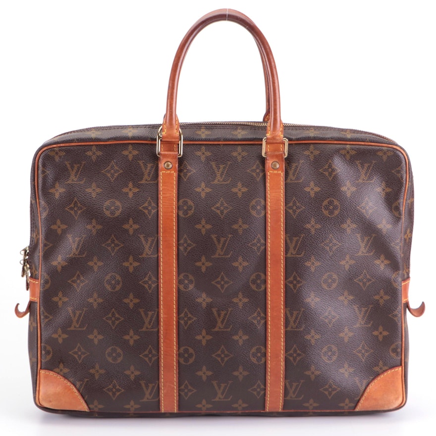 Louis Vuitton Porte-Documents Voyage Briefcase in Monogram Canvas and Leather